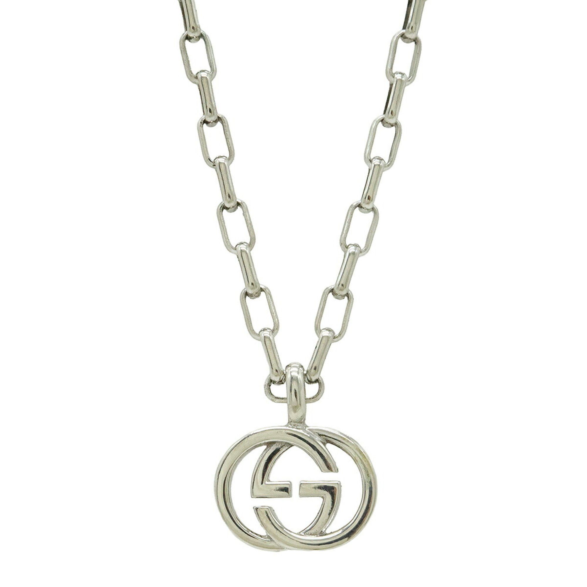 Gucci Interlocking G Motif Necklace Pendant Chain SV925 Ag925