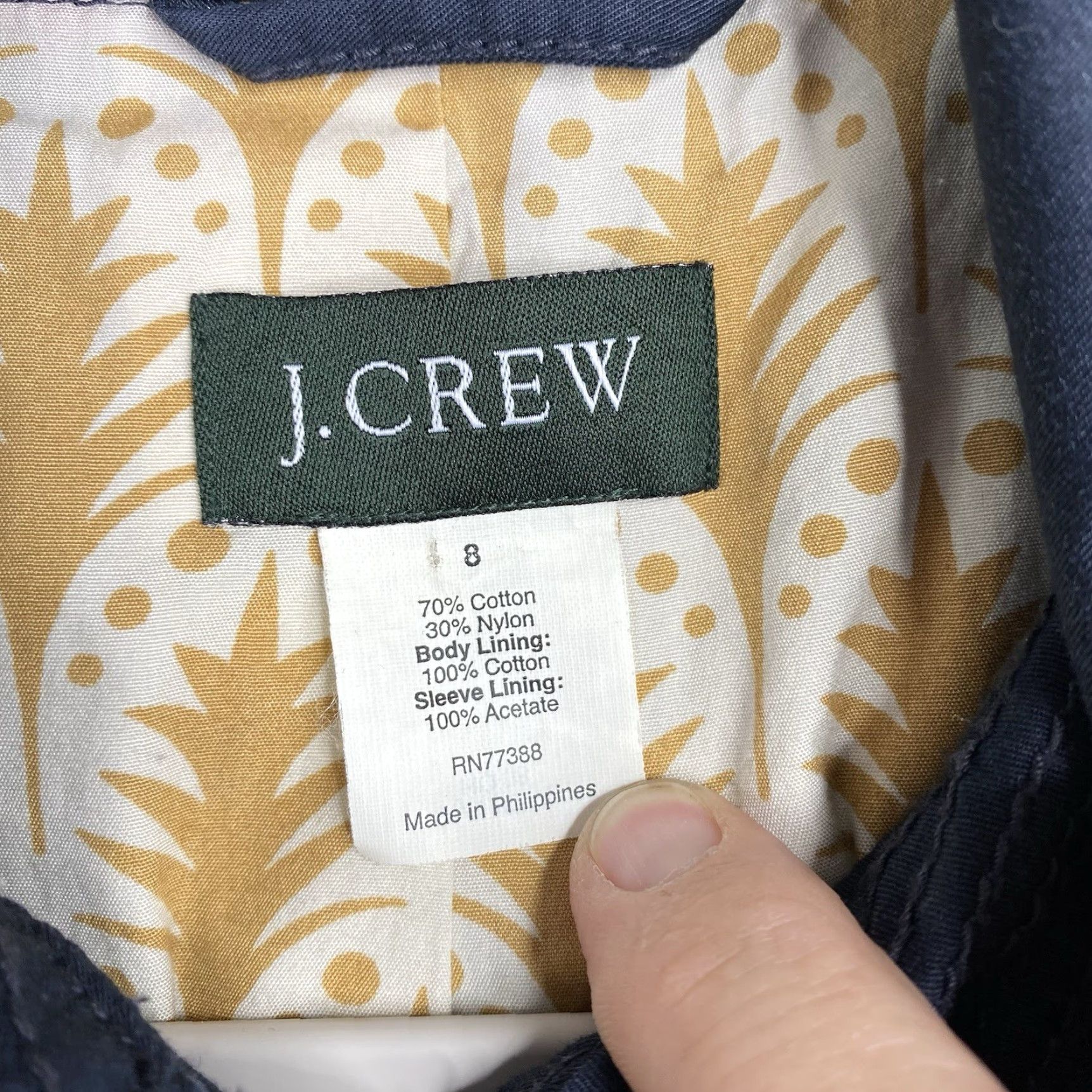 J.Crew J. CREW Jacket Womens 8 Navy Blue Button Up Pockets Buckle Sleeve Cotton Nylon | Vintage? No Size M / US 6-8 / IT 42-44 - 3 Thumbnail