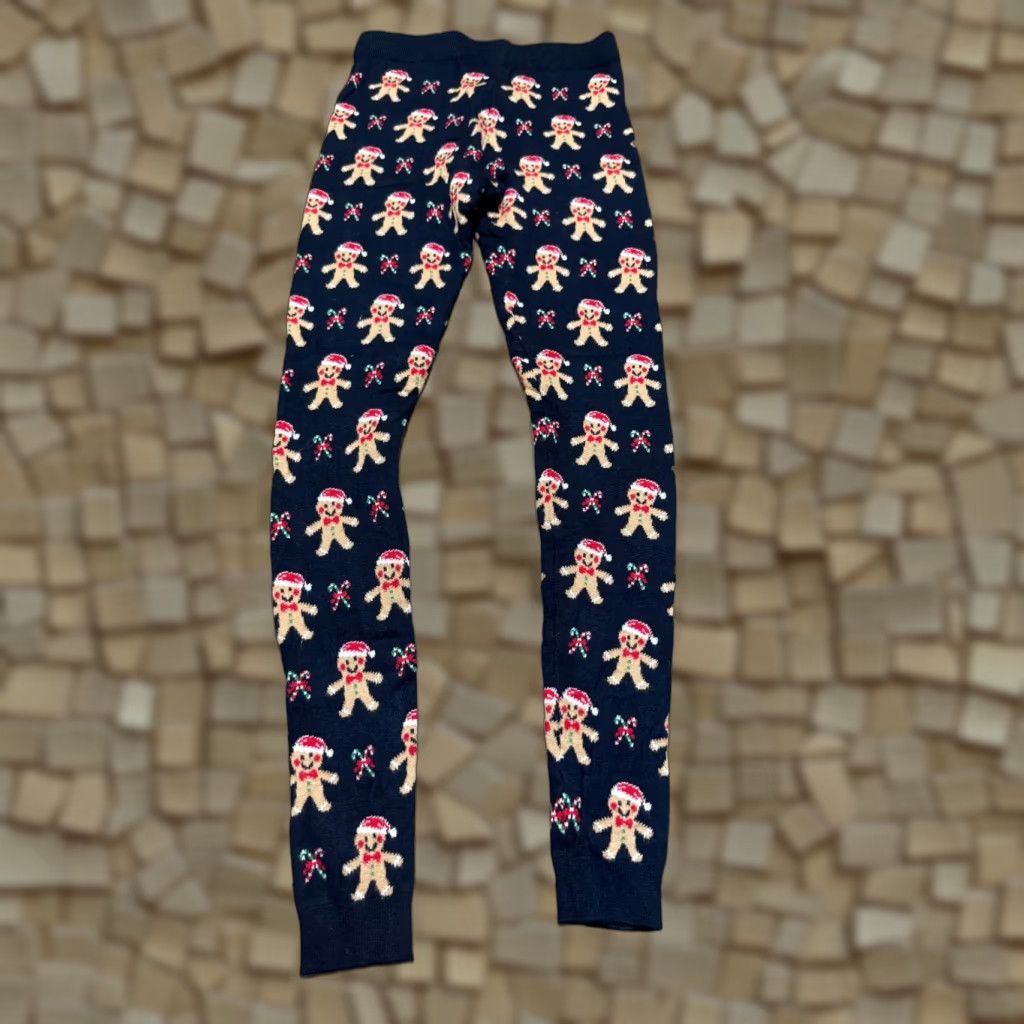 Forever 21 F21 Pants Womens Small Leggings Holiday Christmas Gingerbread Man Candy Canes Leggings, Black, Regular, Size S, Mens? Size 28" / US 6 / IT 42 - 1 Thumbnail