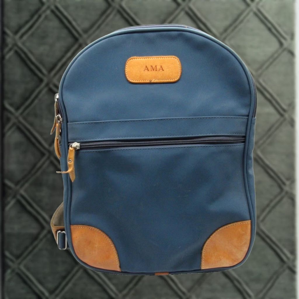 Vintage Jon Hart Backpack in Teal Blue Coated Canvas Leather Trim Size M / US 6-8 / IT 42-44 - 1 Thumbnail