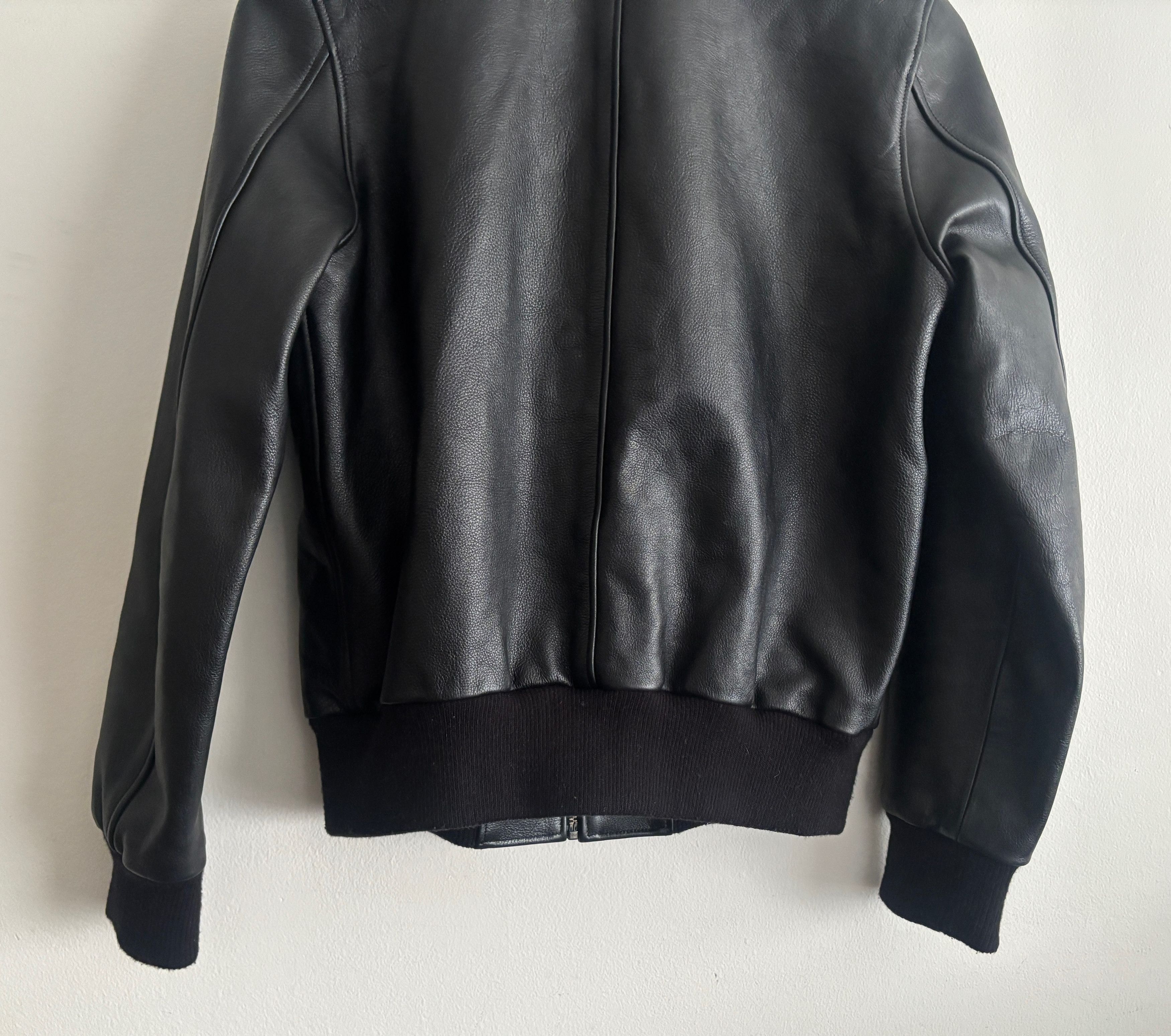 Roots $580 Black Pebbled Leather Bomber Jacket - 6 Size M / US 6-8 / IT 42-44 - 10 Thumbnail