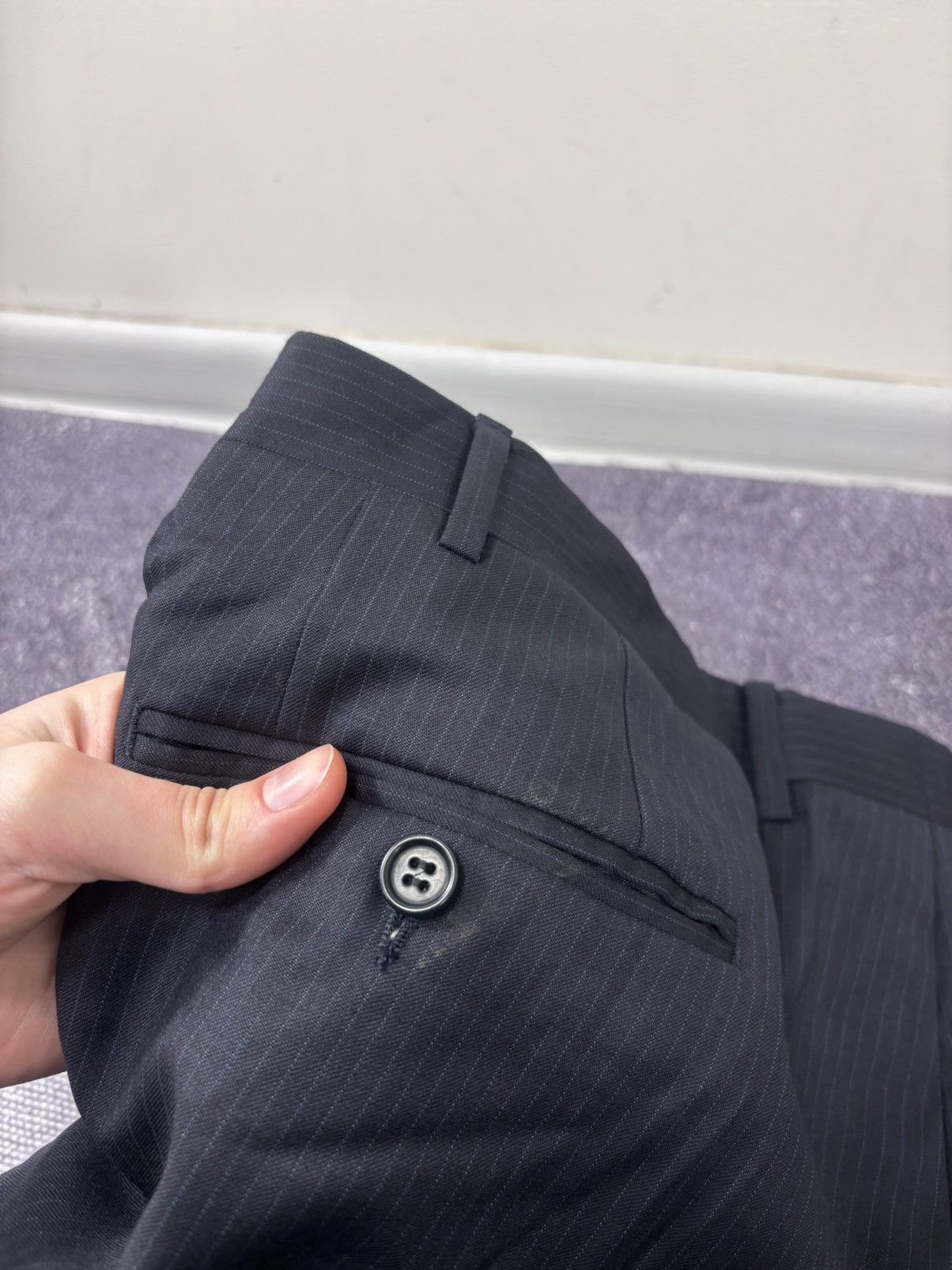 Canali Canali Men’s Navy Blue Pleated Wool Dress Pants Trousers Size US 38 / EU 54 - 17 Thumbnail