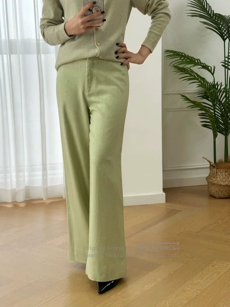Loro Piana Loro Piana Silk Cashmere Crepe Wide Leg Pants, Spring Gree Size 27" / US 4 / IT 40 - 1 Thumbnail