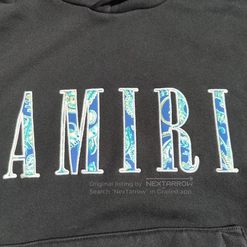 Amiri Amiri Size S Blue cashew flower letter hooded sweater hoodi Size US S / EU 44-46 / 1 - 2 Thumbnail