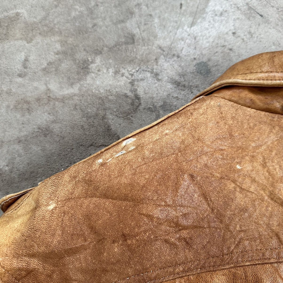 Vintage Vintage light Brown Leather jacket vintage y2k Size US XL / EU 56 / 4 - 6 Thumbnail