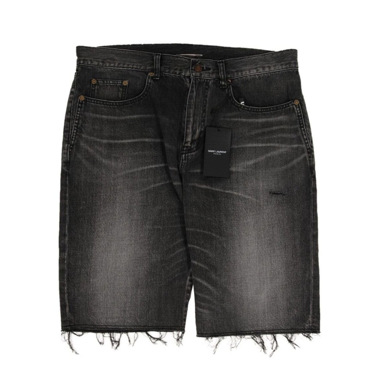 Jean Shorts 3310 Grey Light Wash Denim Raw Hem
