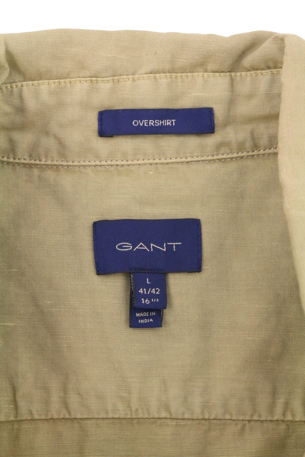 Gant GMNT DYED OVERSHIRT L Beige Linen Blend Button 87521 Size US L / EU 52-54 / 3 - 6 Thumbnail