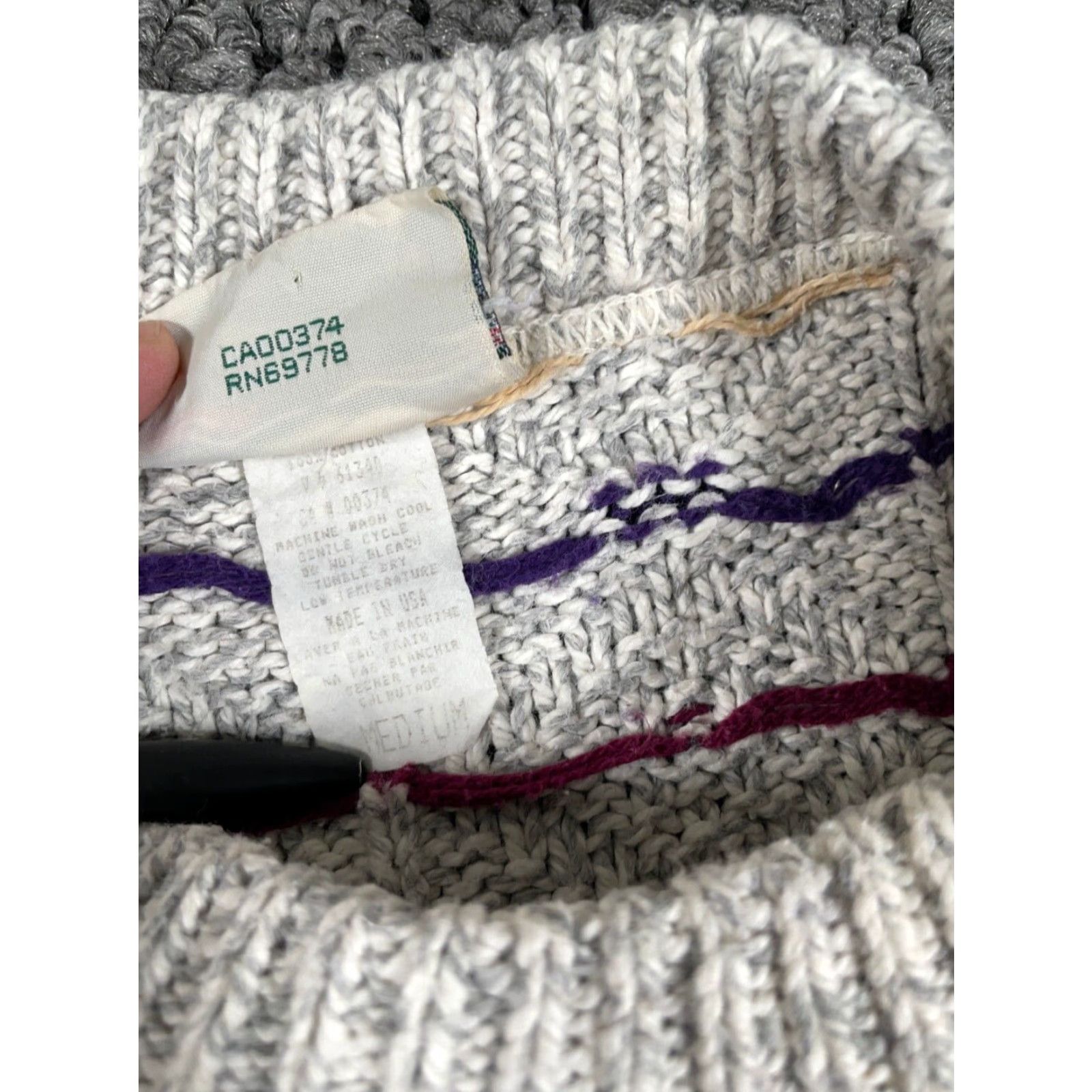Northern Reflections VINTAGE Northern Reflections Sweater Shirt Men Medium Gray Geometric 90s Classic Retro Chunky Knit Crew Neck Pullover Warm Heavyweight Size US M / EU 48-50 / 2 - 4 Thumbnail