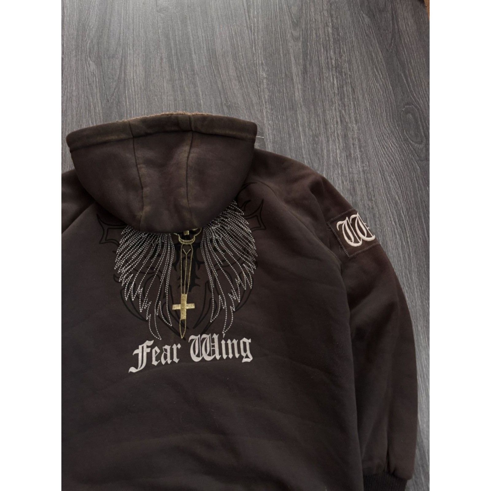 Vintage Y2K Vintage Fear Wing Sunfaded Fur Hoodie Size US L / EU 52-54 / 3 - 11 Thumbnail