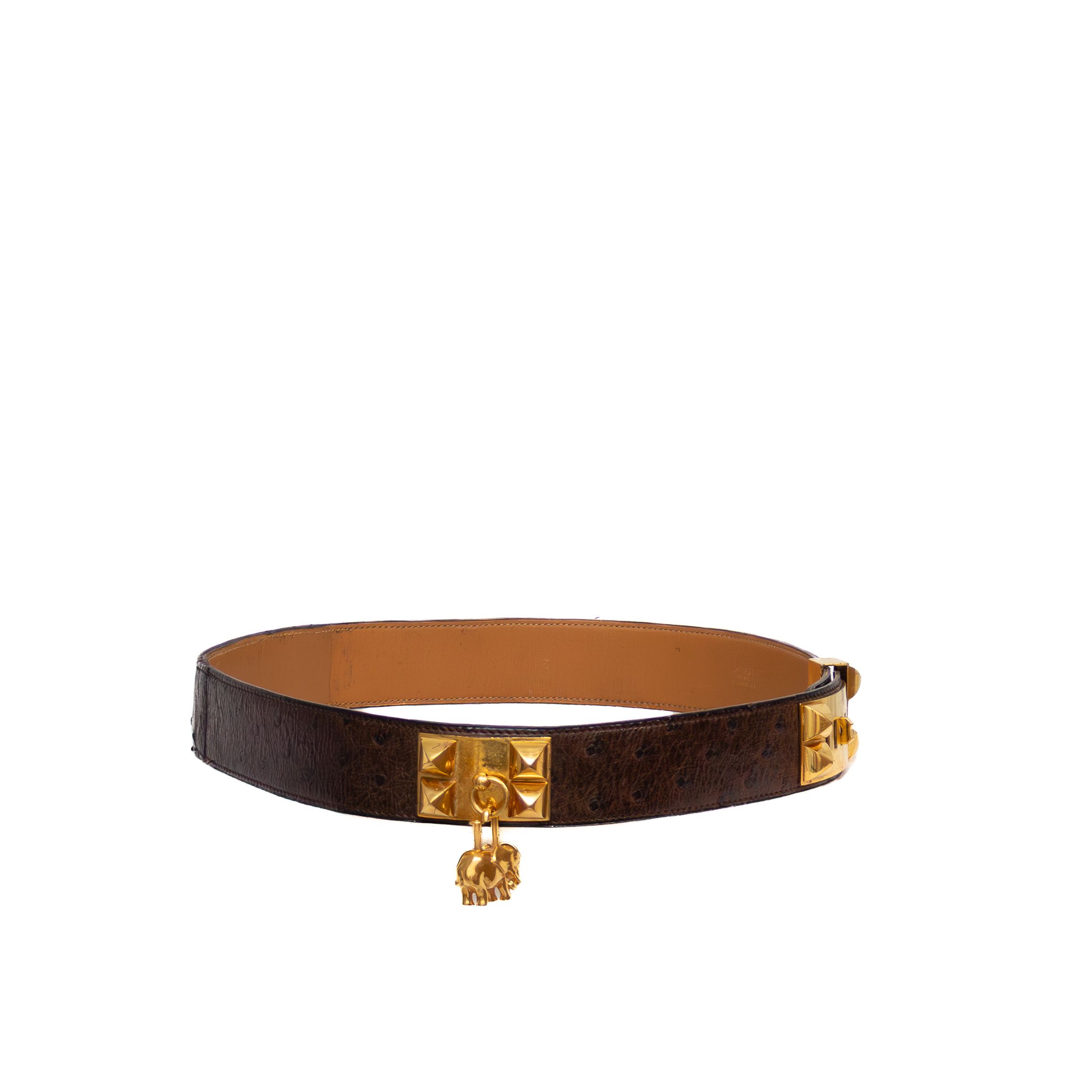 Hermes VTG 9000$ Hermès Collier de Chien Belt Ostrich Leather Size ONE SIZE - 1 Thumbnail