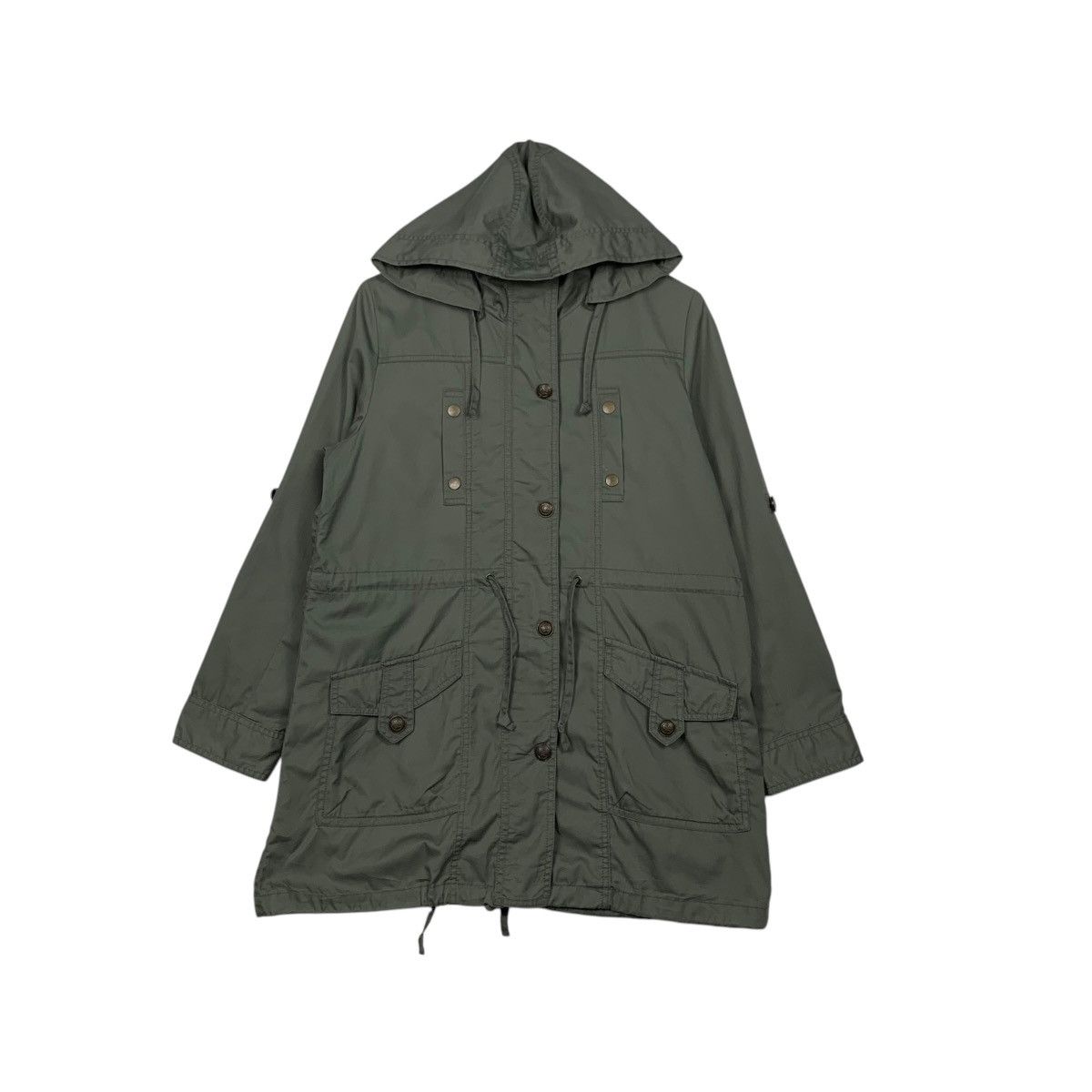 Japanese Brand ALLER BIEN Olive Green Button Parka Hoodie Jacket #2450-C110 Size US L / EU 52-54 / 3 - 1 Thumbnail