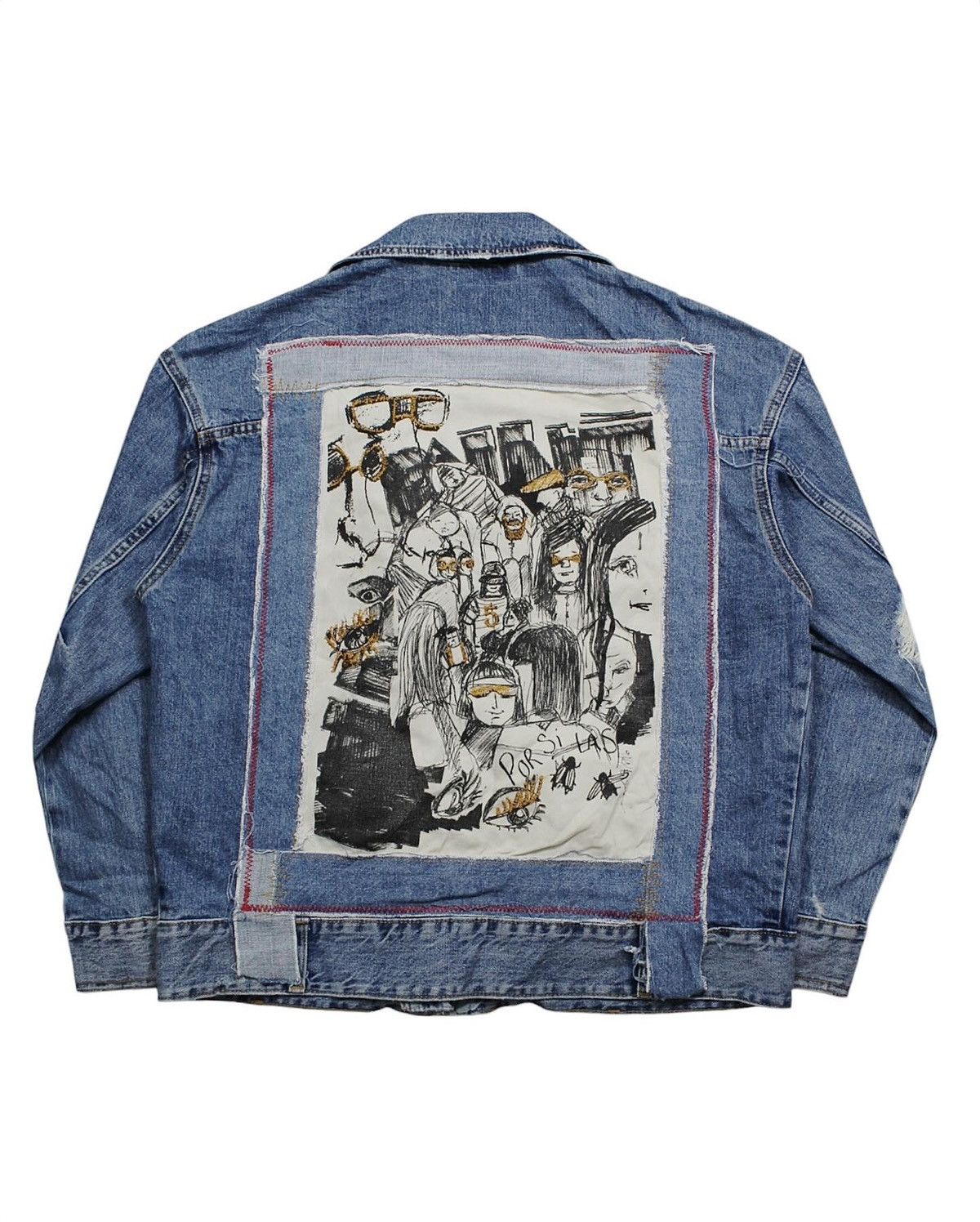 Vintage × Zara ZARA TRAFALUC DENIMWEAR BACK PRINT BIKER JACKET Size US S / EU 44-46 / 1 - 1 Thumbnail