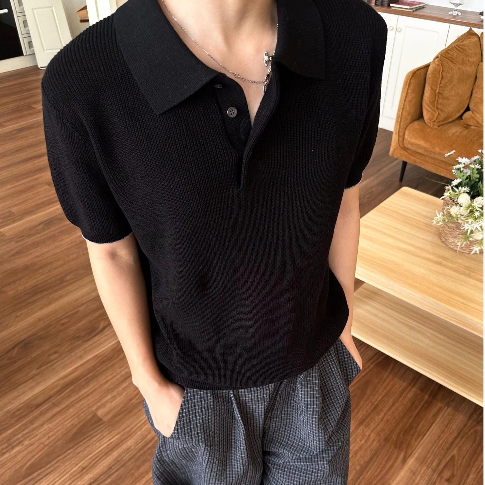 Other Beige Knit Polo Shirt, Relaxed Fit Short Sleeve Top Size US M / EU 48-50 / 2 - 8 Thumbnail