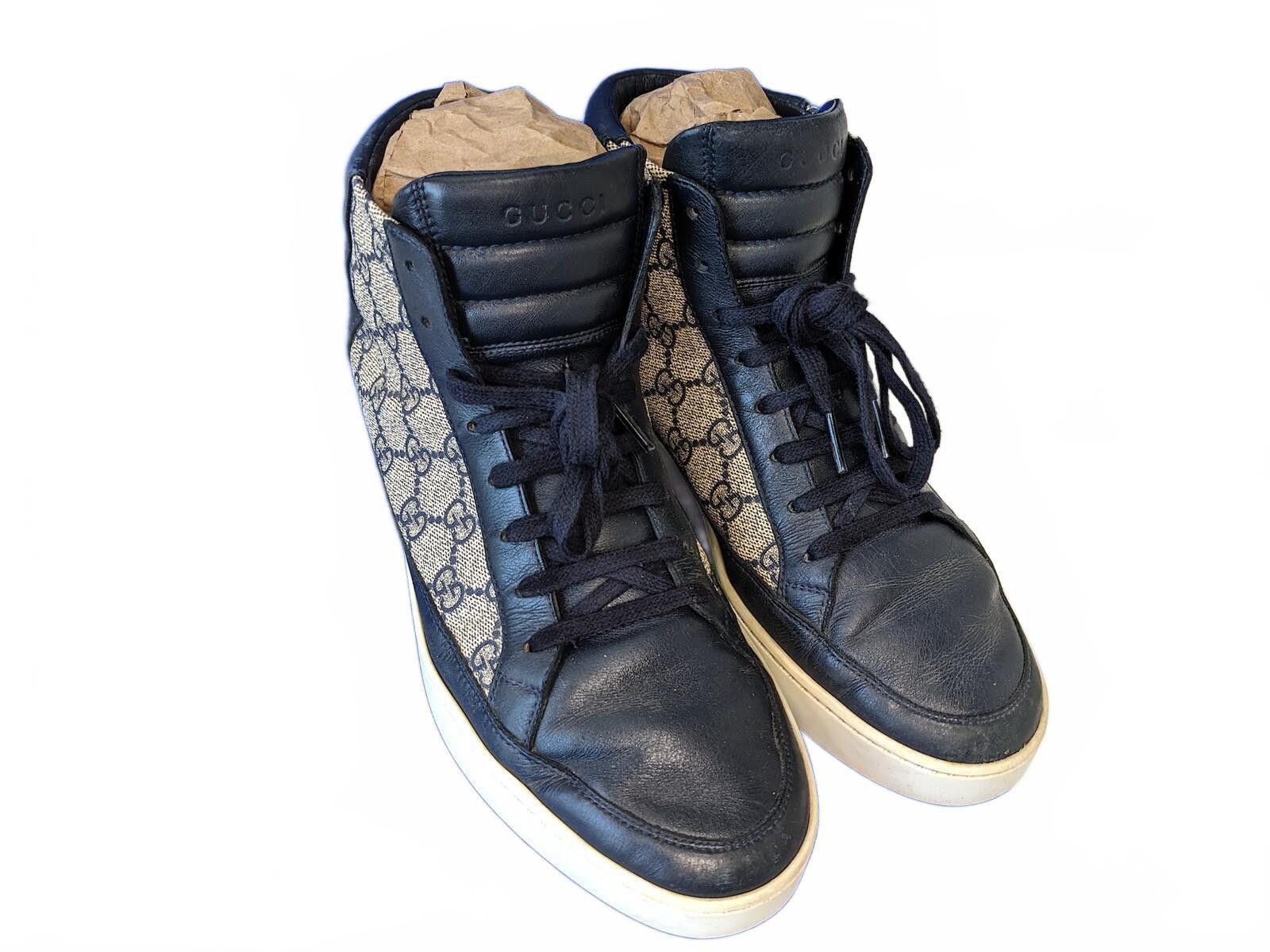 Gucci Gucci GG Supreme Men High-Top Sneakers Italy Blue Canvas 7 Size US 7 / EU 40 - 4 Thumbnail