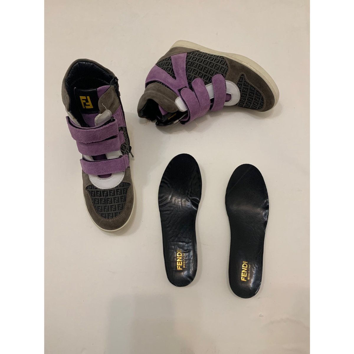 Fendi FENDI KIDS SAMPLE LEATHER WEDGE SNEAKERS Size US 4 / IT 34 - 8 Thumbnail