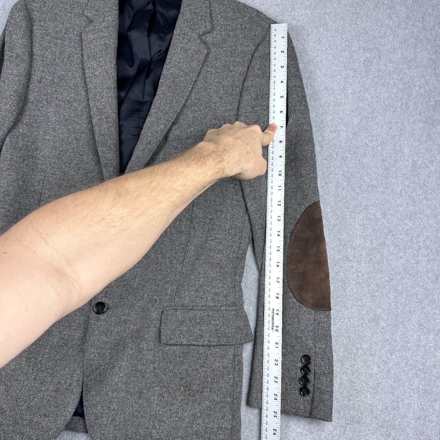 J.Crew Ludlow Blazer Mens 40L Gray Herringbone Wool Elbow Patch Sport Coat - J.CREW, Sport Coat, Men