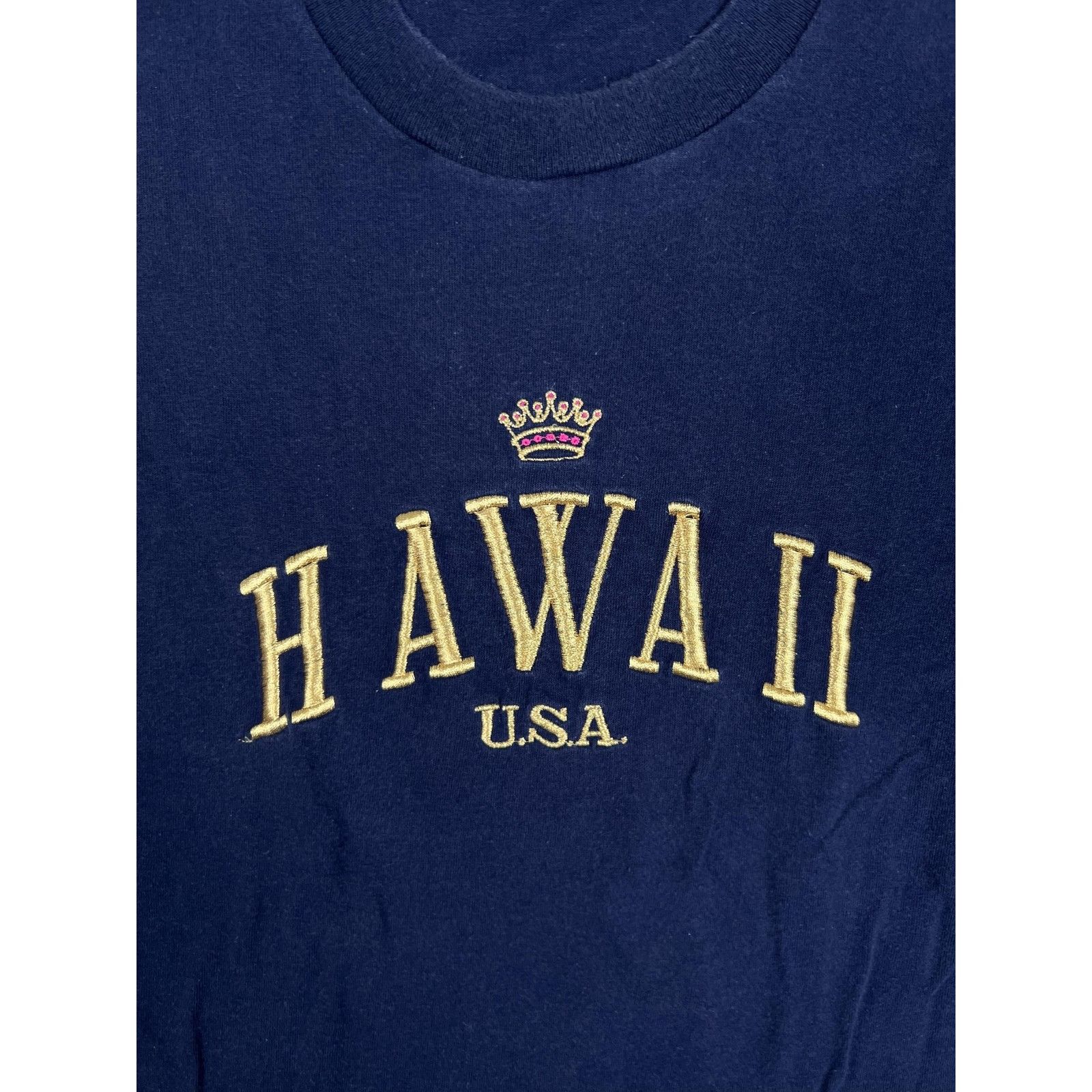 Delta Vintage Hawaii Souvenir USA T-Shirt Mens L Navy Blue Embroid Size US L / EU 52-54 / 3 - 2 Thumbnail