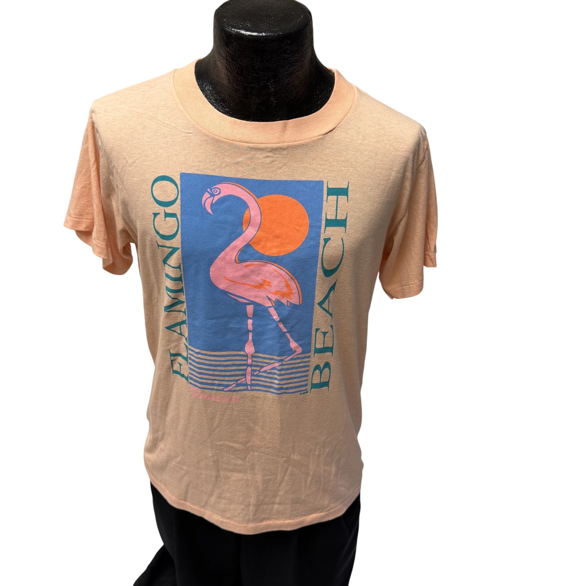 Other Vtg Peach FLAMINGO BEACH Florida Beach Sunset USA T Shirt Size US L / EU 52-54 / 3 - 1 Thumbnail
