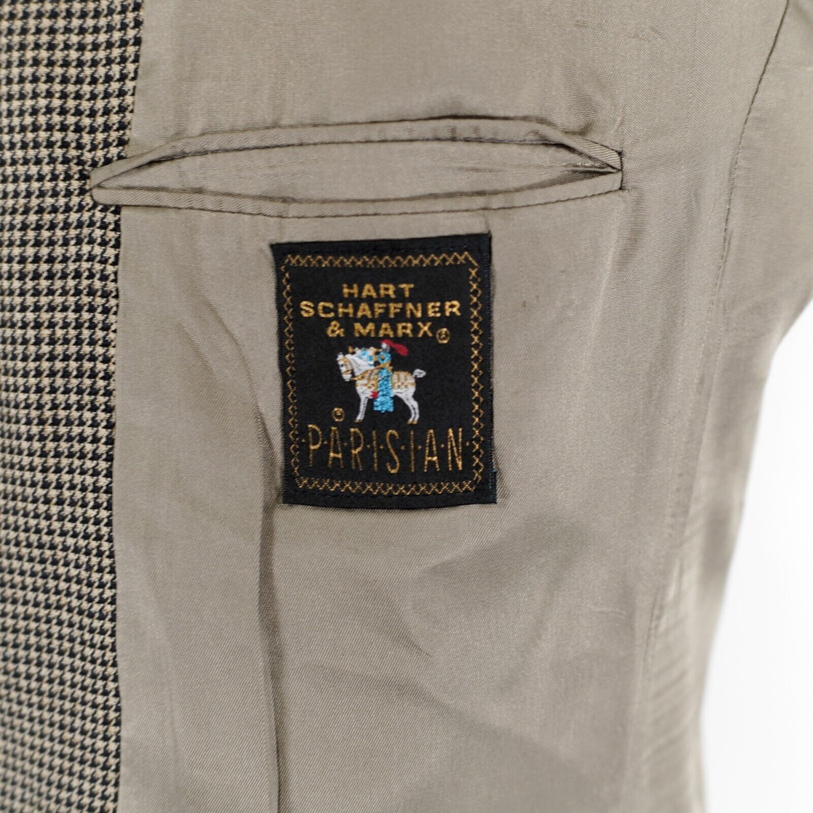 Hart Schaffner Marx Hart Schaffner Marx Parisian Tweed Wool Houndstooth Black Ta Size 42L - 12 Thumbnail