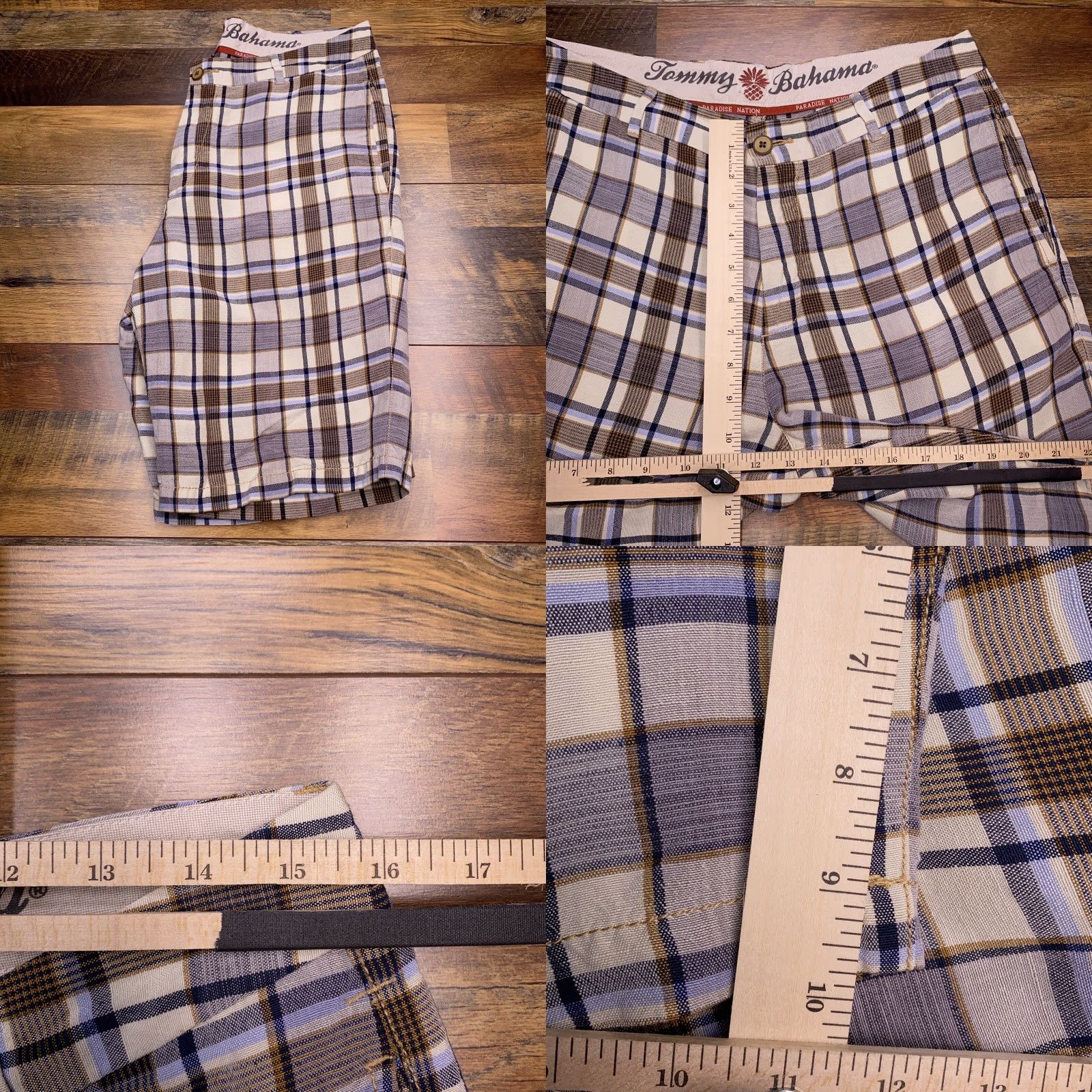 Tommy Bahama Tommy Bahama Shorts Adult 32 Linen Paradise Nation Flat Front Plaid Marlin Mens Size US 32 / EU 48 - 8 Thumbnail