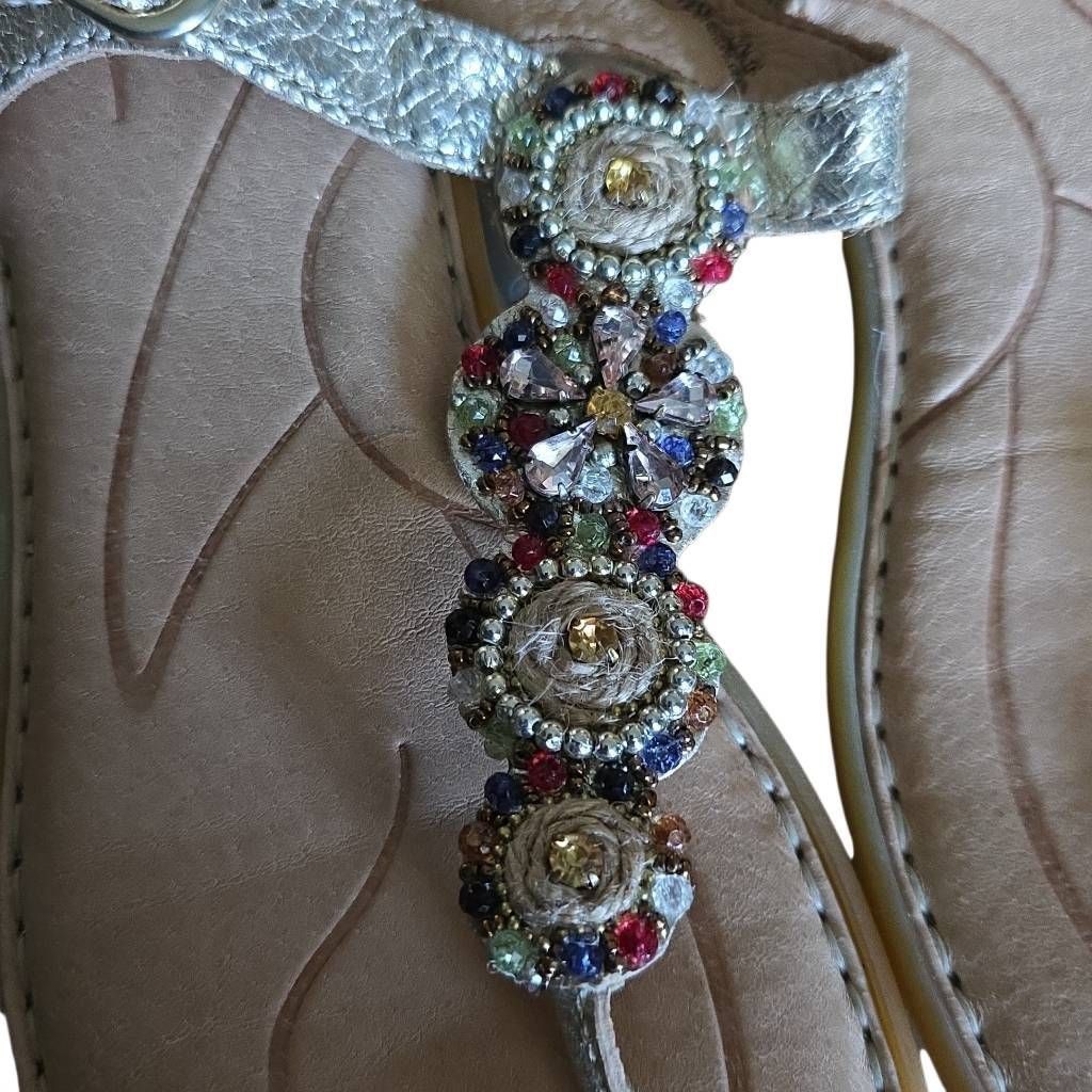 Born Born Women's Size 7 Gold Metallic Bejeweled Sandals Size US 7 / IT 37 - 5 Thumbnail