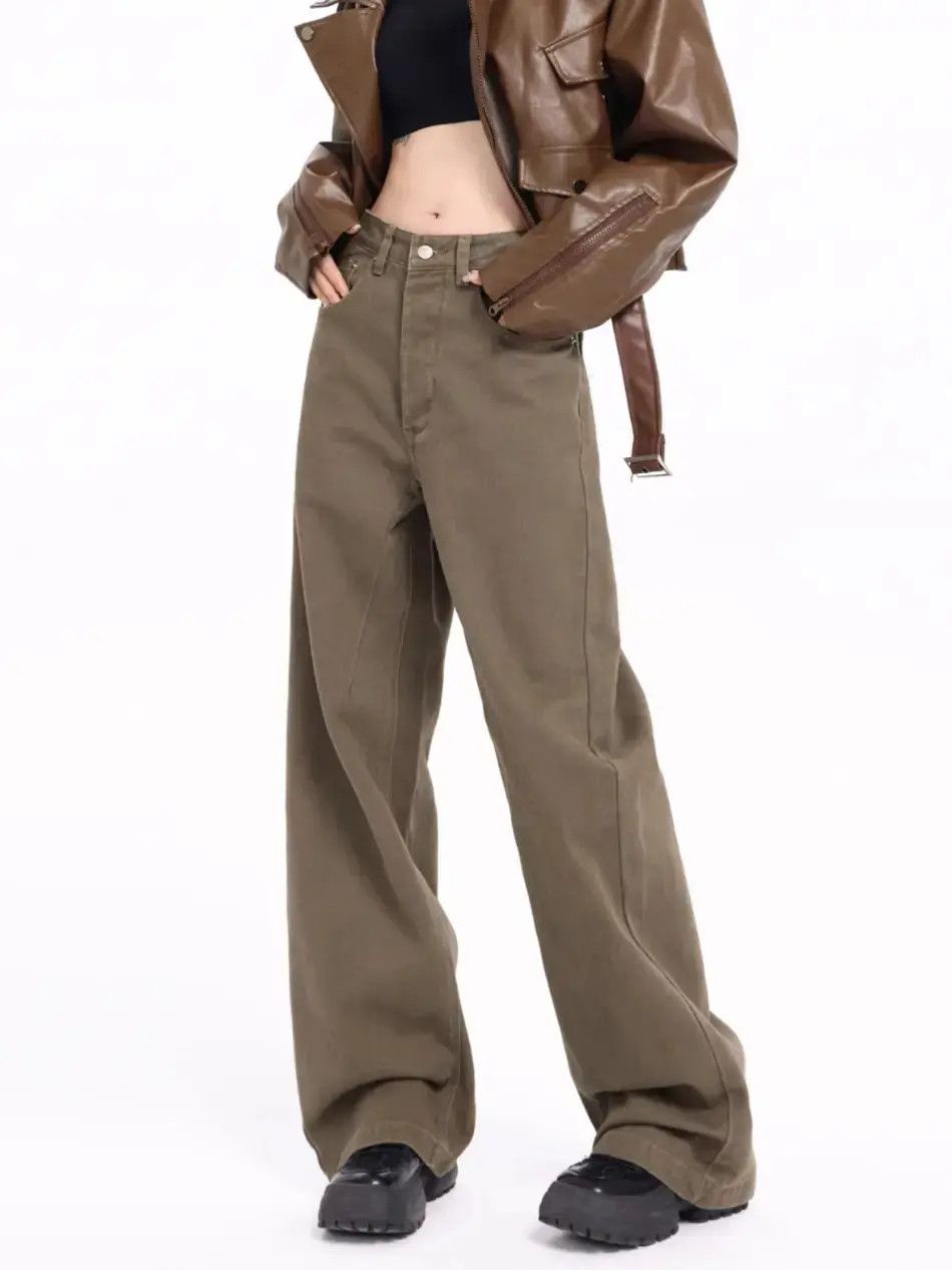 Japanese Brand Retro brown straight leg solid color jeans Size US 32 / EU 48 - 1 Thumbnail