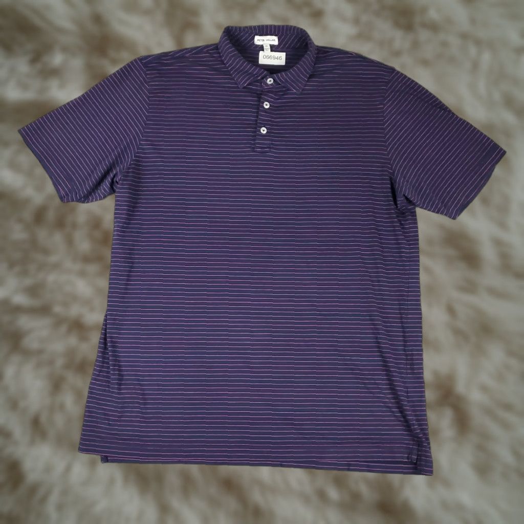 Peter Millar Peter Millar Polo Shirt Mens XL Purple Pink Striped Cotton Golf Short Sleeve Shirt Size US XL / EU 56 / 4 - 1 Thumbnail