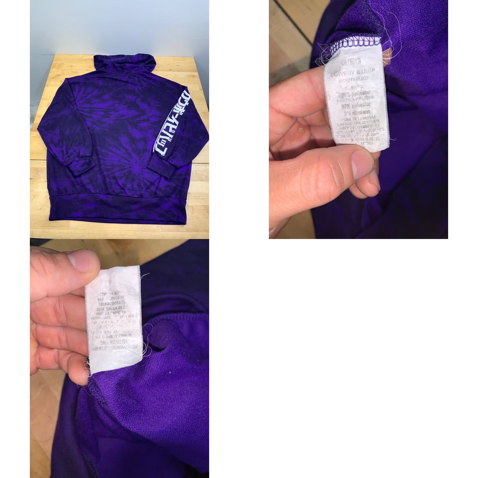 Valentino Cowboy Depop Hoodie Men L Purple Tie Dye Lightweight Fleece 12997 Size US L / EU 52-54 / 3 - 8 Thumbnail