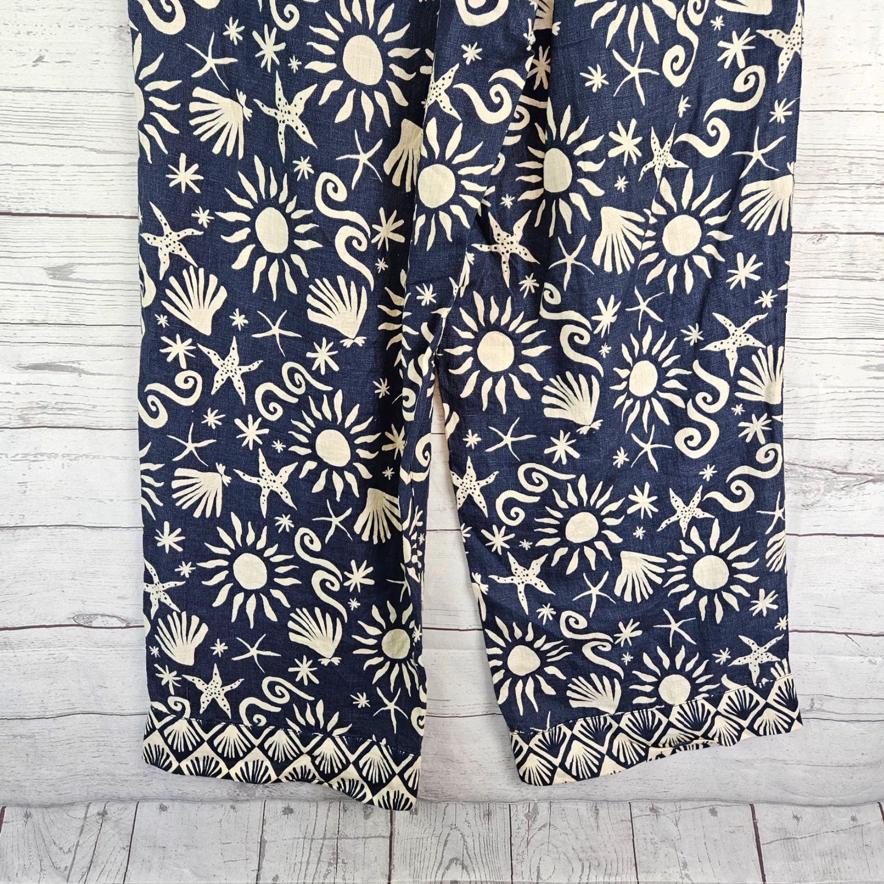 Vintage C&C California Womens Printed Linen Pants Sz M Blue High Rise Pants Women Medium Linen Printed Modern Casual 90s? Size 32" / US 10 / IT 46 - 5 Thumbnail