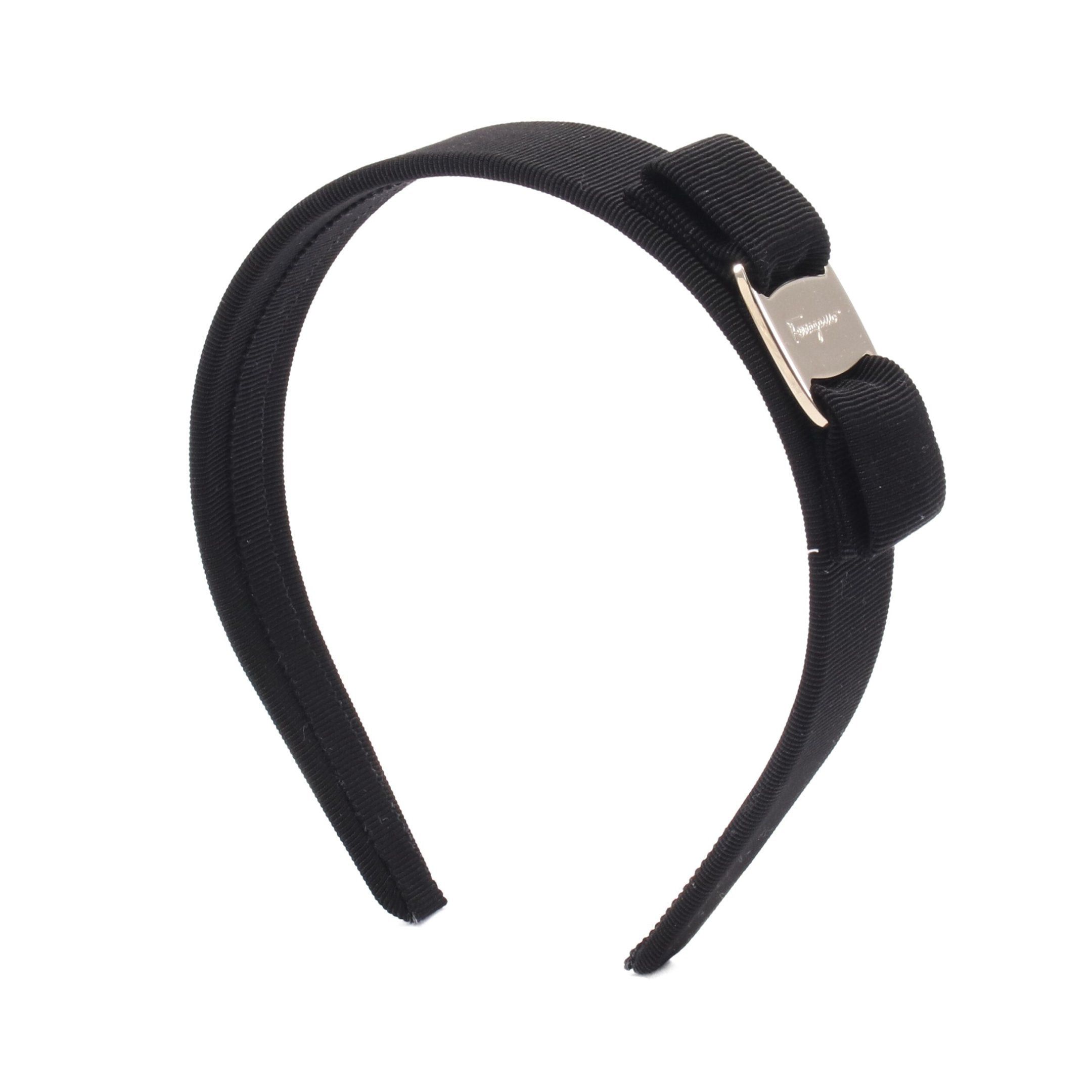 Salvatore Ferragamo Salvatore Ferragamo Vara Ribbon Headband Fabric Gp Black Gold Size ONE SIZE - 1 Thumbnail