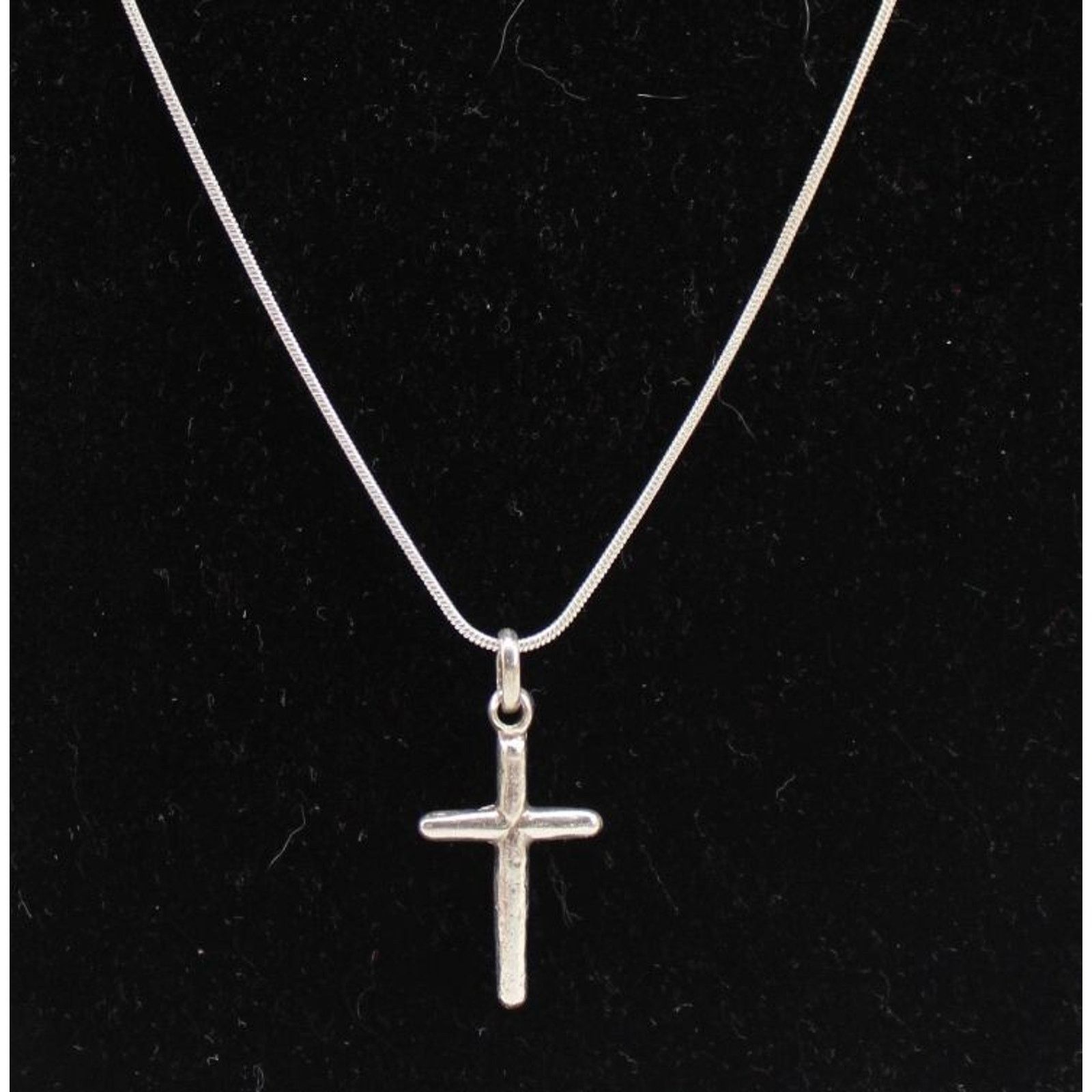 Other Tiny Plain Silver Cross Pendant • 20" Serpentine Chain Size ONE SIZE - 2 Thumbnail