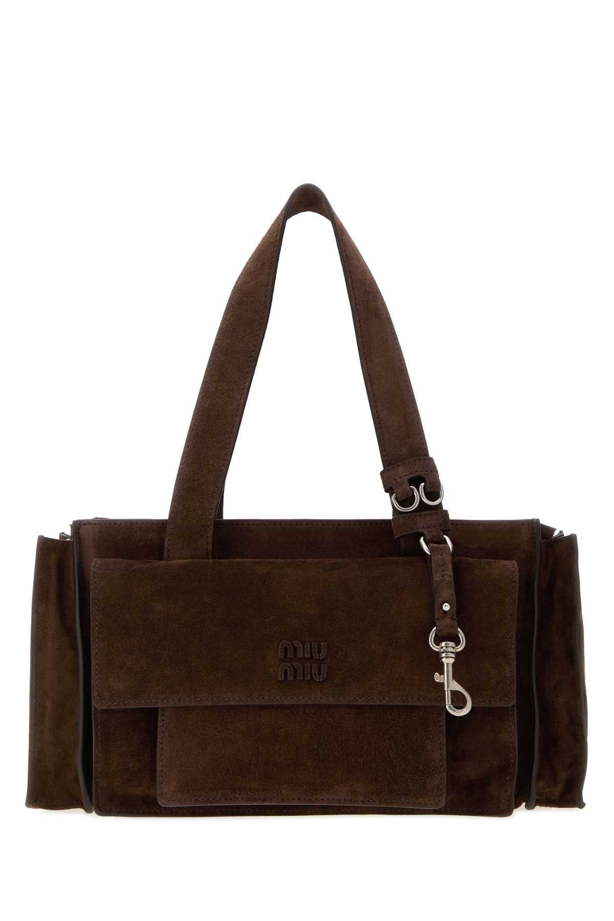 Miu Miu Dark Brown Suede Utilitaire Shopping Bag Size ONE SIZE - 1 Thumbnail