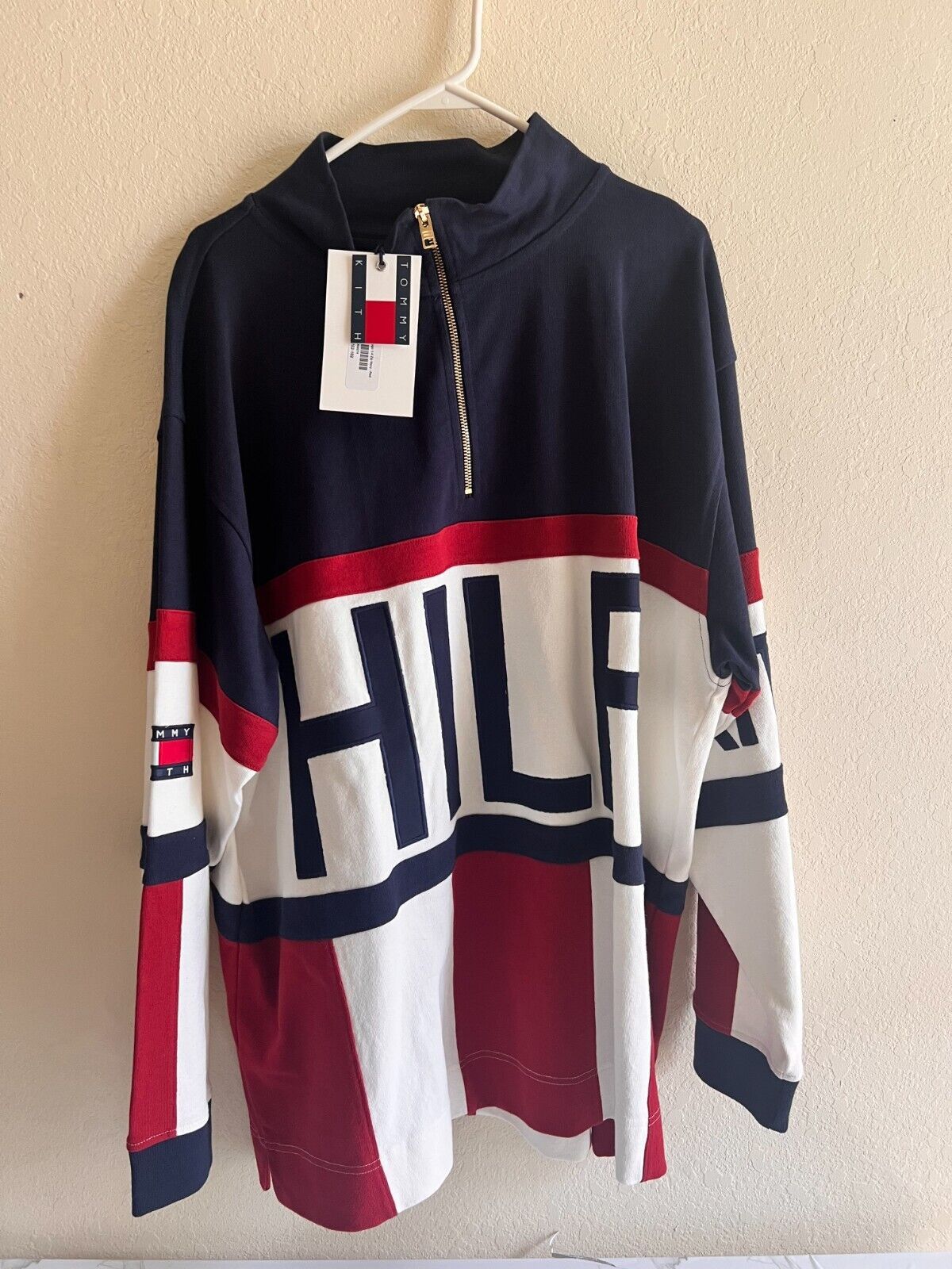 Kith x Tommy Hilfiger Color Block Logo Quarter-Zip Navy