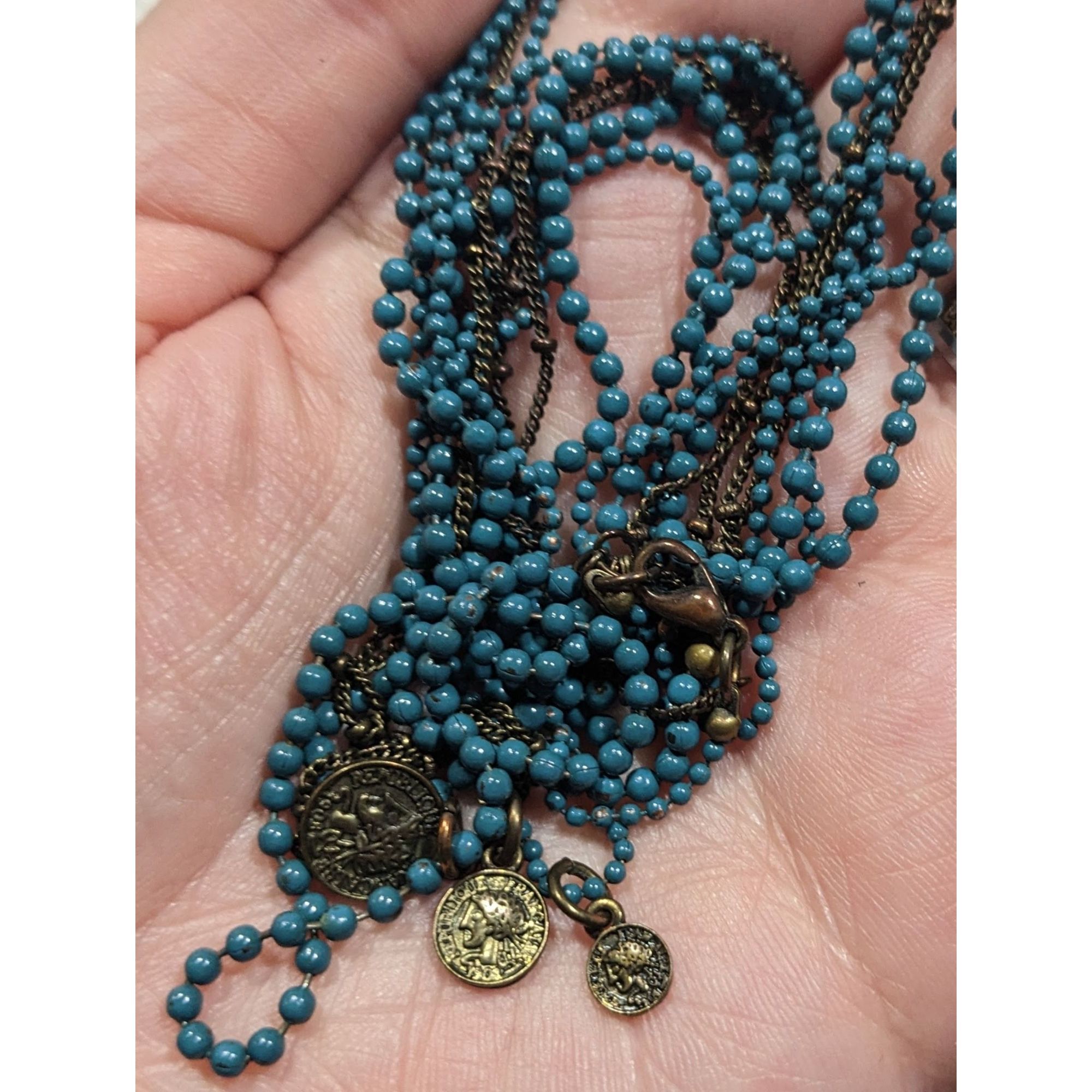 Other Bohemian Layered Mini Medallion Charm Blue And Gold Tone Nec Size ONE SIZE - 4 Thumbnail