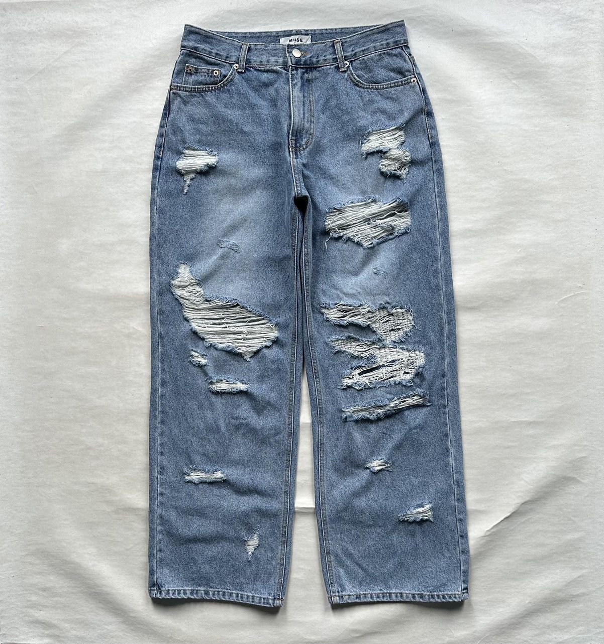Designer × If Six Was Nine MUSE Ripped Washed Wide Denim Pants Size US 32 / EU 48 - 1 Thumbnail
