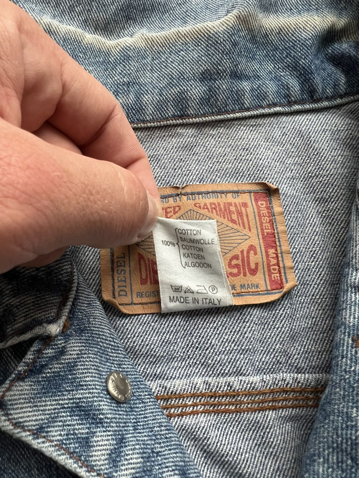 Diesel × Vintage Vintage 90s Diesel Washed Blue Denim Bomber Jacket Size US L / EU 52-54 / 3 - 10 Thumbnail