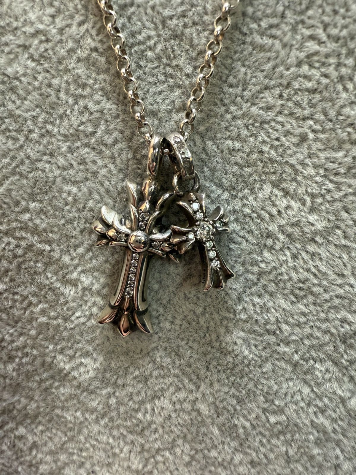 Chrome Hearts Chrome hearts DBL CH cross pave & baby fat pave + roll chain Size ONE SIZE - 6 Thumbnail