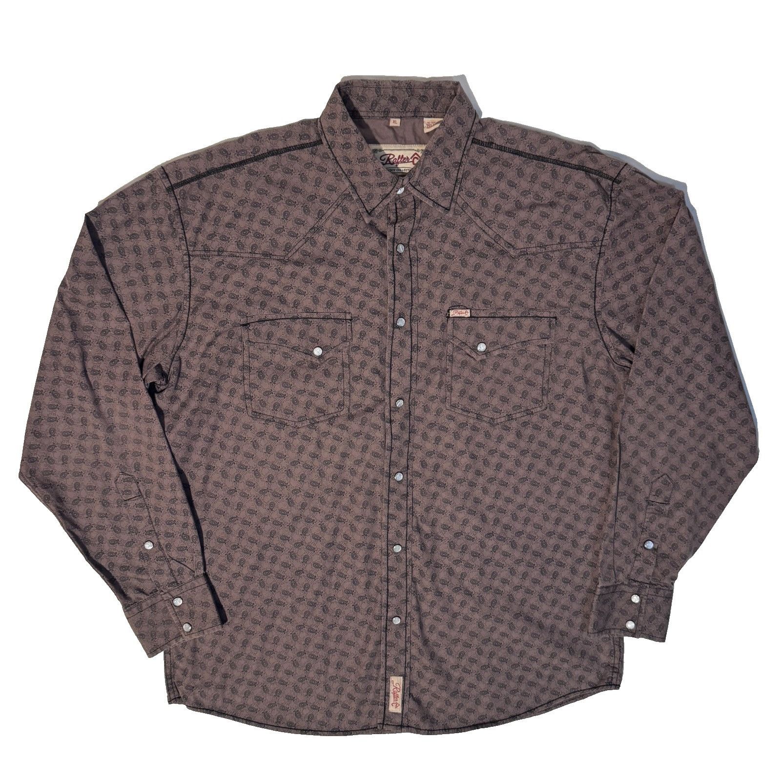 Other Rafter C Brown Paisley Western Pearl Snap Shirt XL Cowboy Ro Size US XL / EU 56 / 4 - 1 Thumbnail