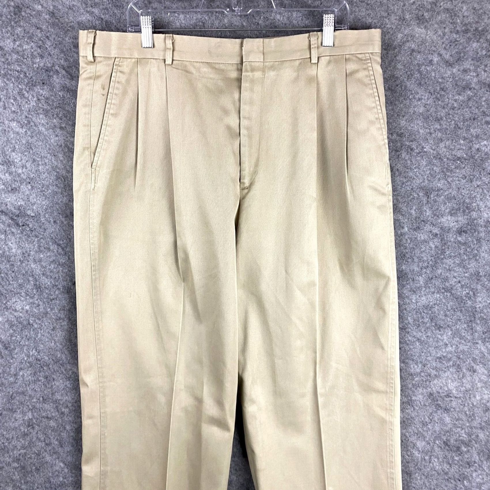 Lands' End Lands' End Chino Pants Mens Beige Size 38 Hook & Eye Polyester Blend Size US 38 / EU 54 - 2 Thumbnail