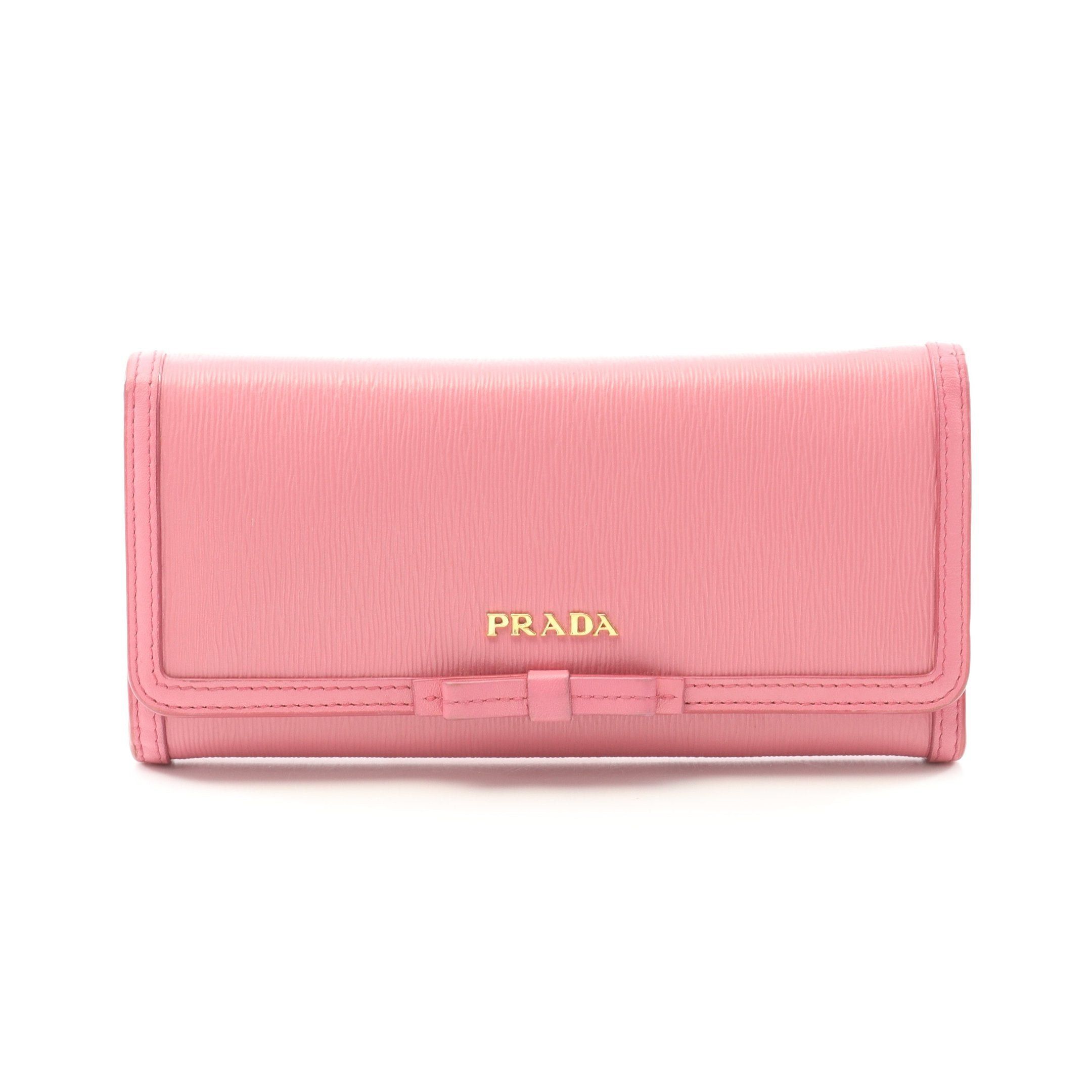 Prada Prada Vittello Move Tr Bi-Fold Long Wallet Saffiano Leather Pink Size ONE SIZE - 1 Thumbnail