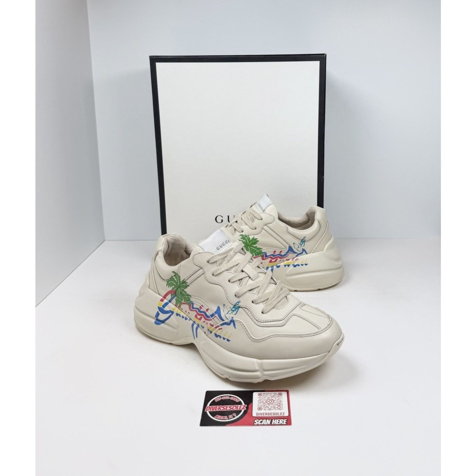 Gucci Size 7.5US - Gucci Rython Ivory Leather Hawaii Size US 7.5 / EU 40-41 - 1 Thumbnail