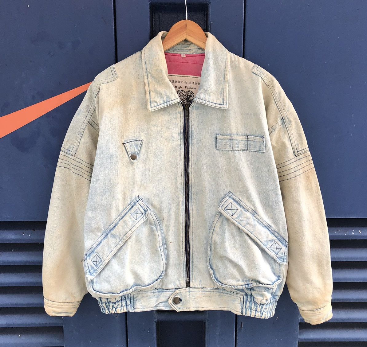 Vintage Vintage HEART & HEART FADED Light Weight Cargo Denim Jacket Size US L / EU 52-54 / 3 - 1 Thumbnail