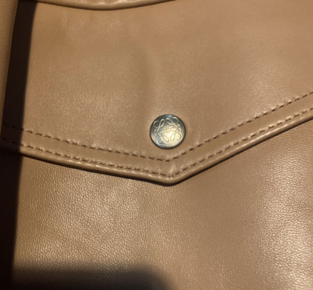 Beautiful Men’s Loewe Leather Aviator Nude Jacket