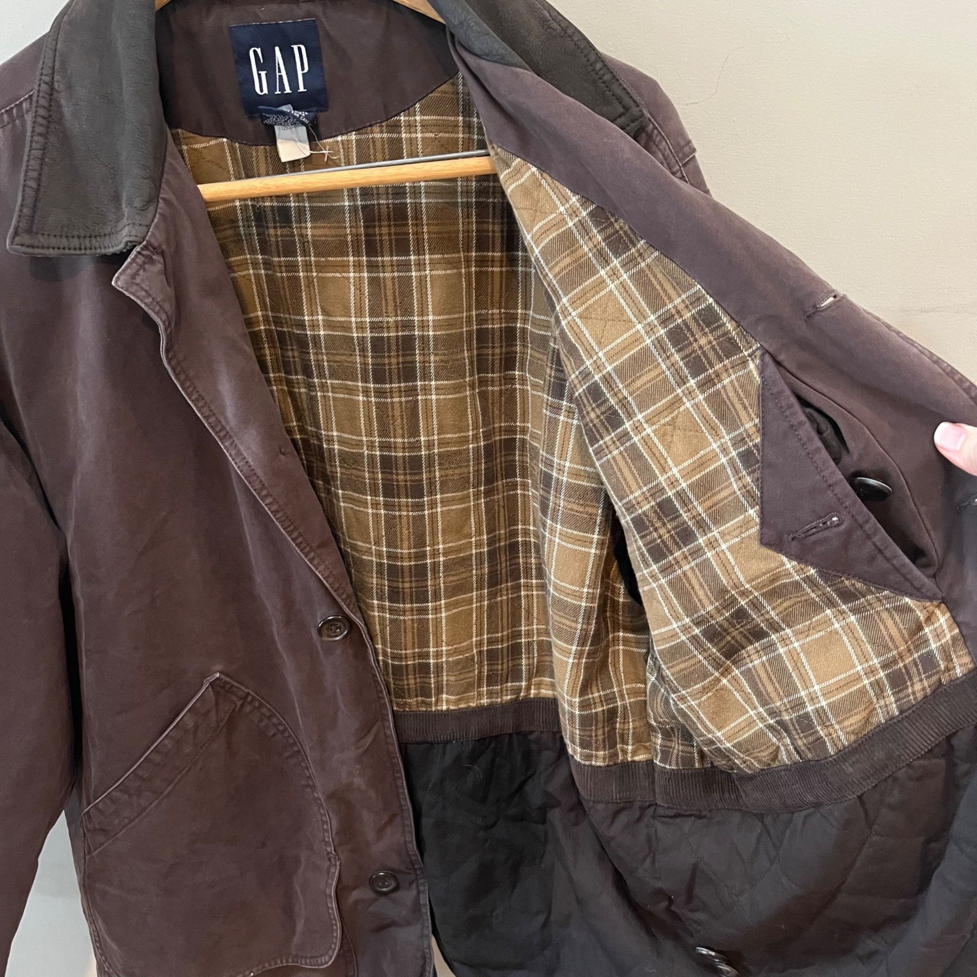 Gap Vintage 90's GAP Mens Brown Cotton Jacket With Plaid Flannel Size US M / EU 48-50 / 2 - 4 Thumbnail