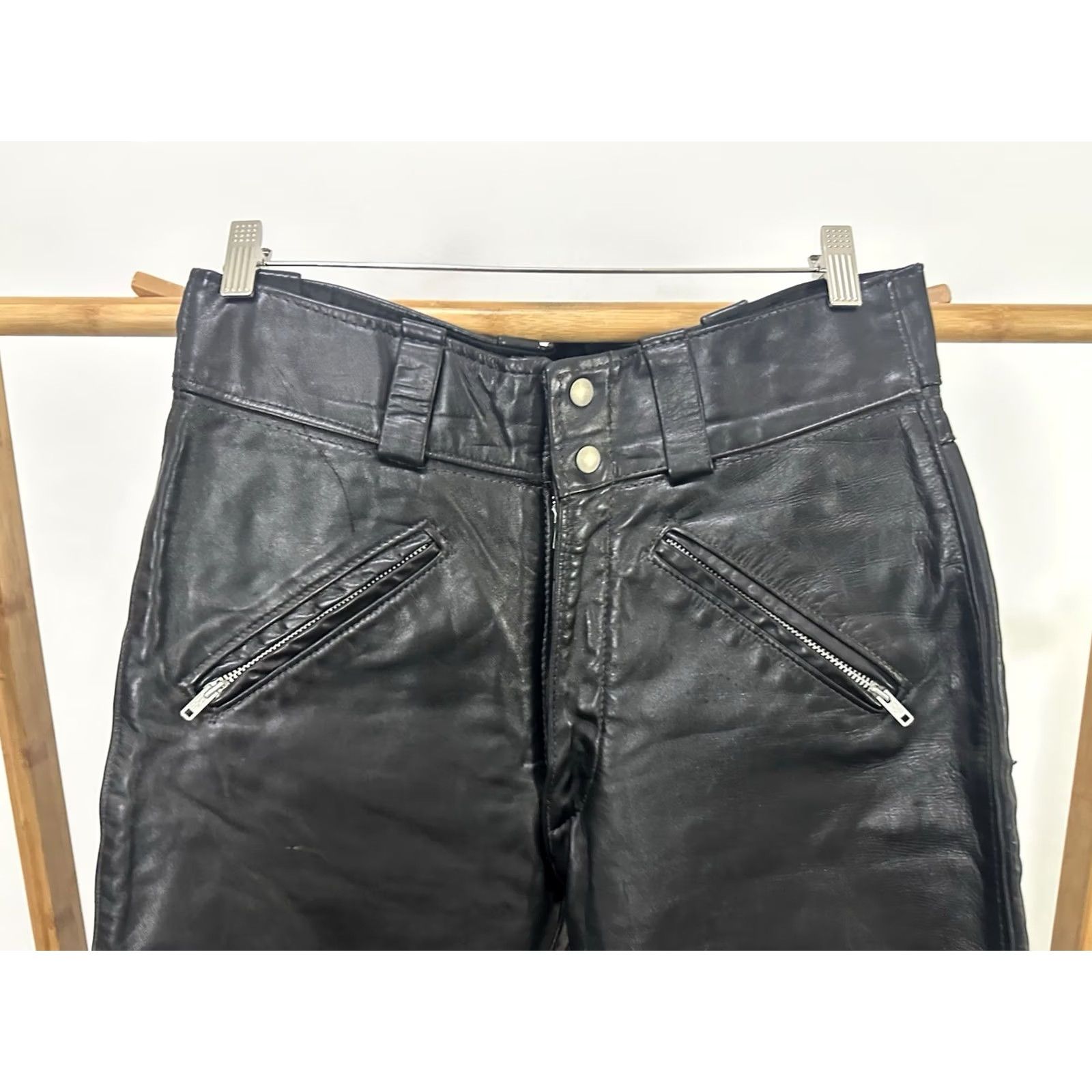 Harley Davidson VTG Harley-Davidson Men’s Black Leather Biker Pants Size 33 AMF 70s Motorcycle Bootcut Inseam 32 Size US 32 / EU 48 - 4 Thumbnail