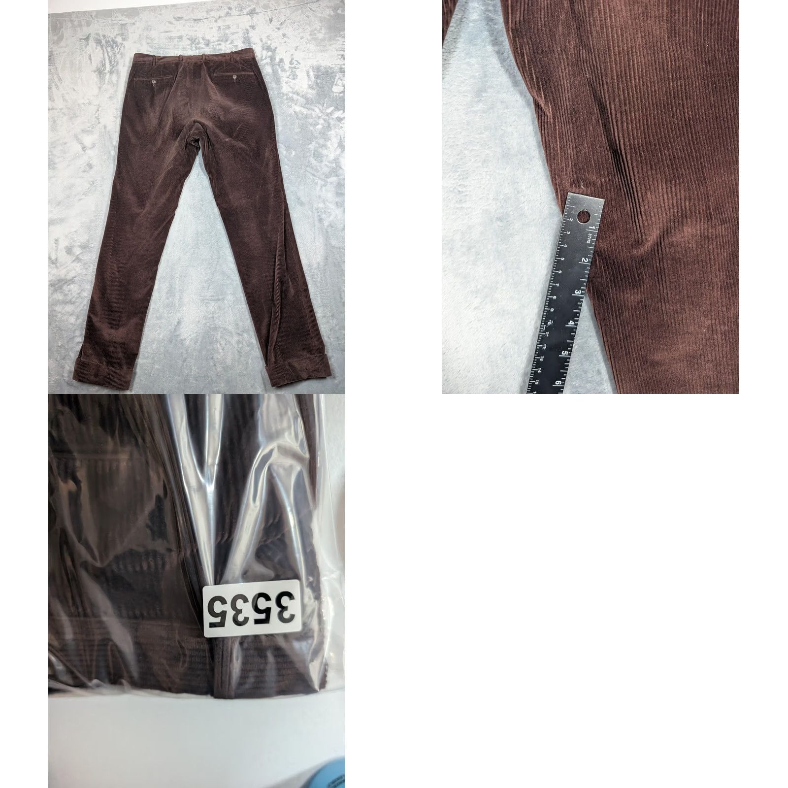 Vintage PT01 Corduroy Pants Mens 34 Regular Brown Flat Front Straight Leg Cuffed Pockets Zip Button Leather? No label Size US 34 / EU 50 - 8 Thumbnail