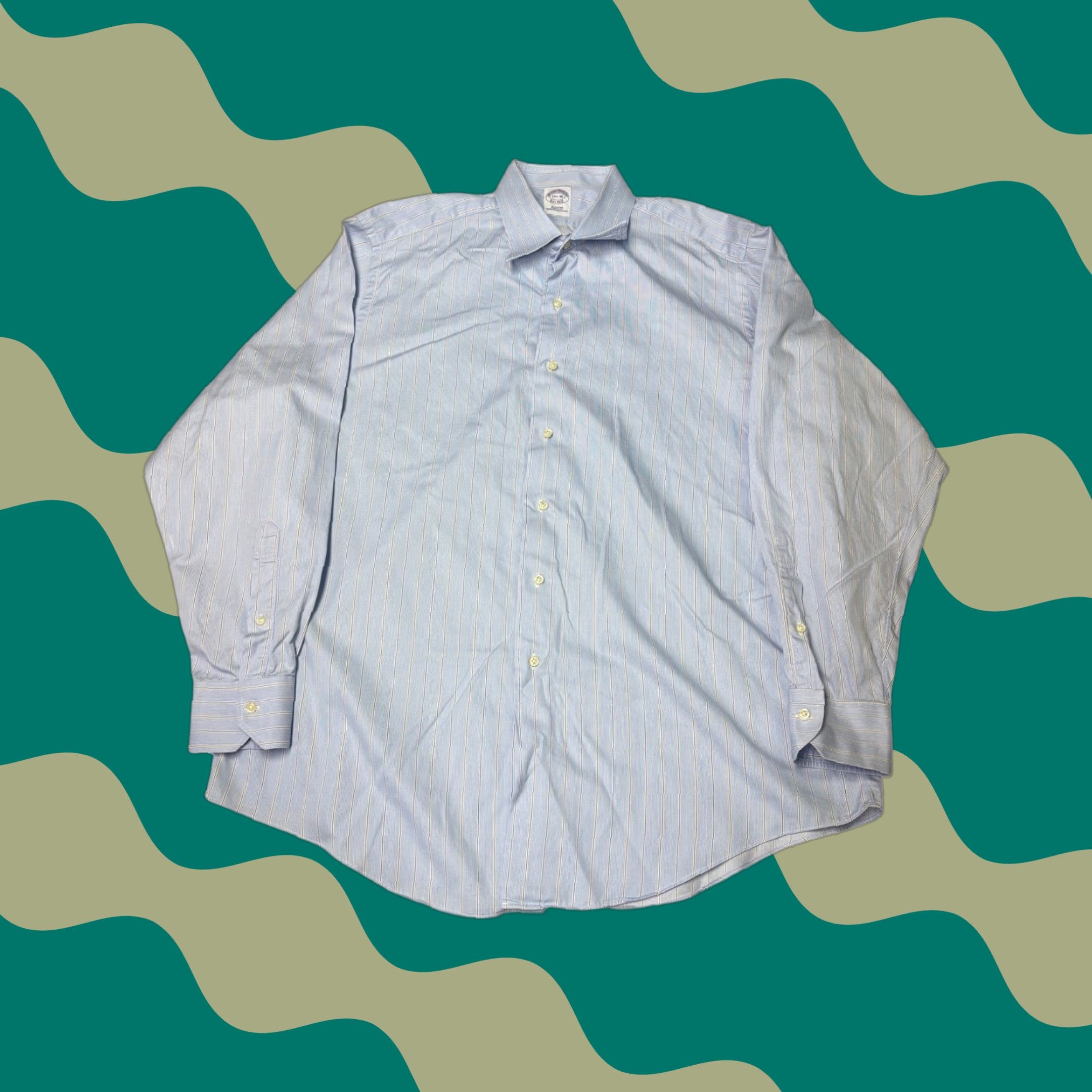 Brooks Brothers Brooks Brothers Dress Shirt Mens Blue Pin Stripe 17 1/2 36 All Cotton Made USA Size 46R - 1 Thumbnail