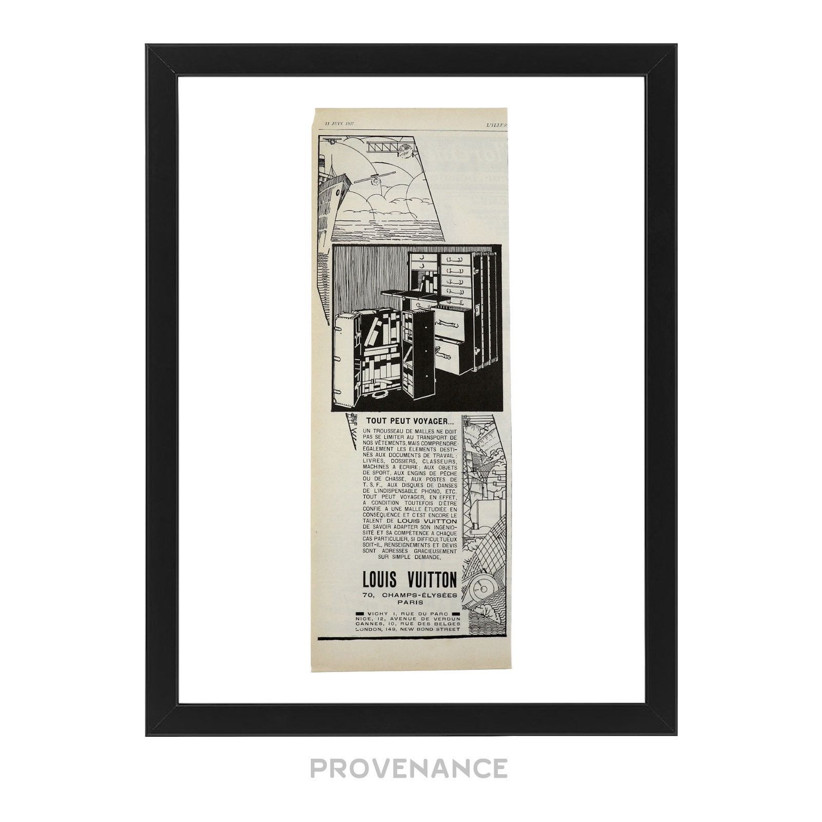 Louis Vuitton 🔴 Louis Vuitton Antique Vintage Newsprint Ad - Travel Trunk Size ONE SIZE - 1 Thumbnail
