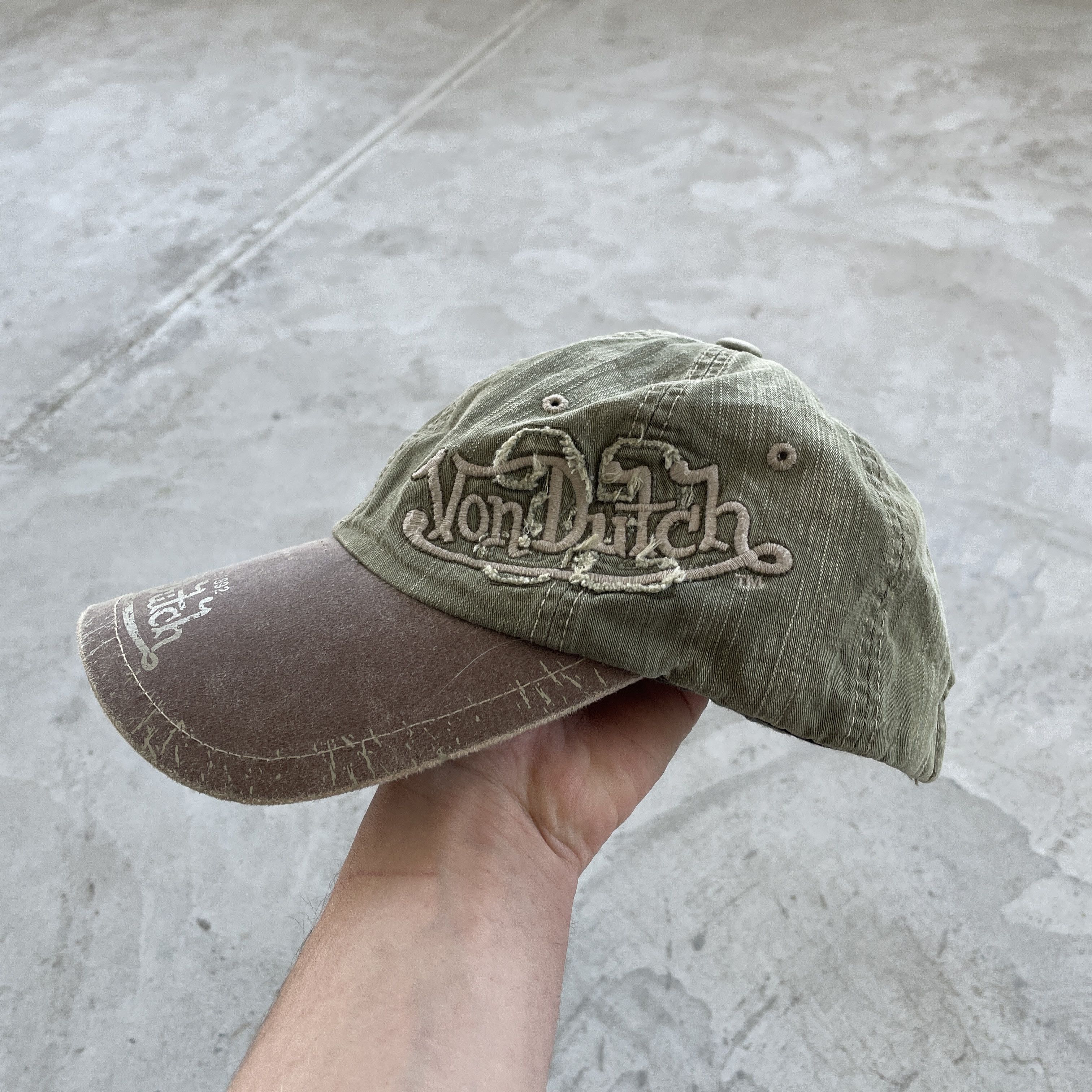 Von Dutch Von Dutch Distressed Khaki Green Brown Hat Cap Vintage Size ONE SIZE - 3 Thumbnail