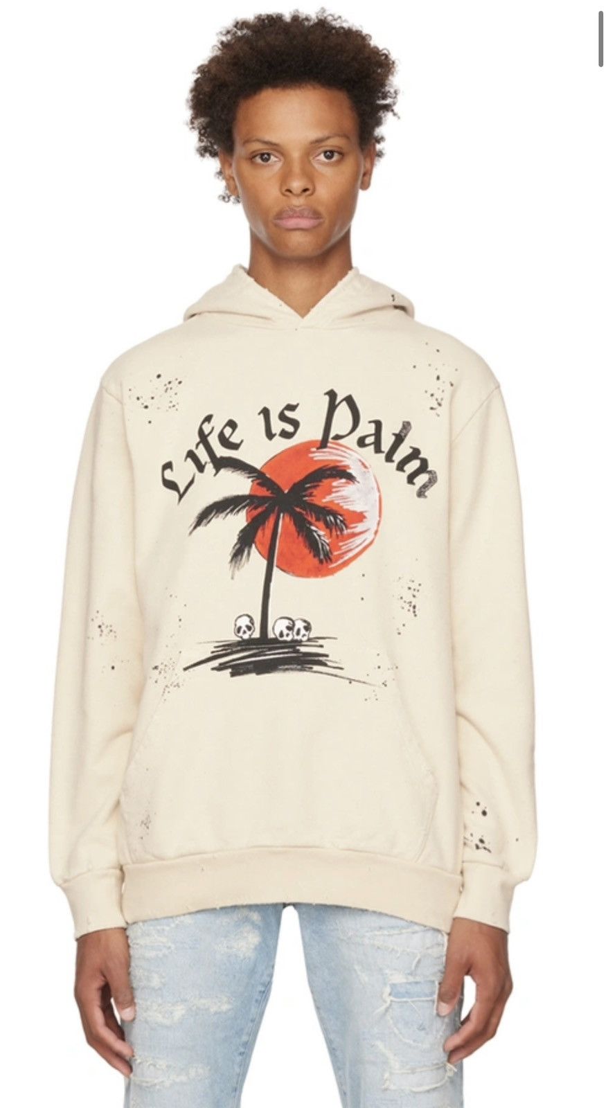 image of Palm Angels Off White Gd Sunset Pullover Hoodie Sweatshirt Size L, Men's